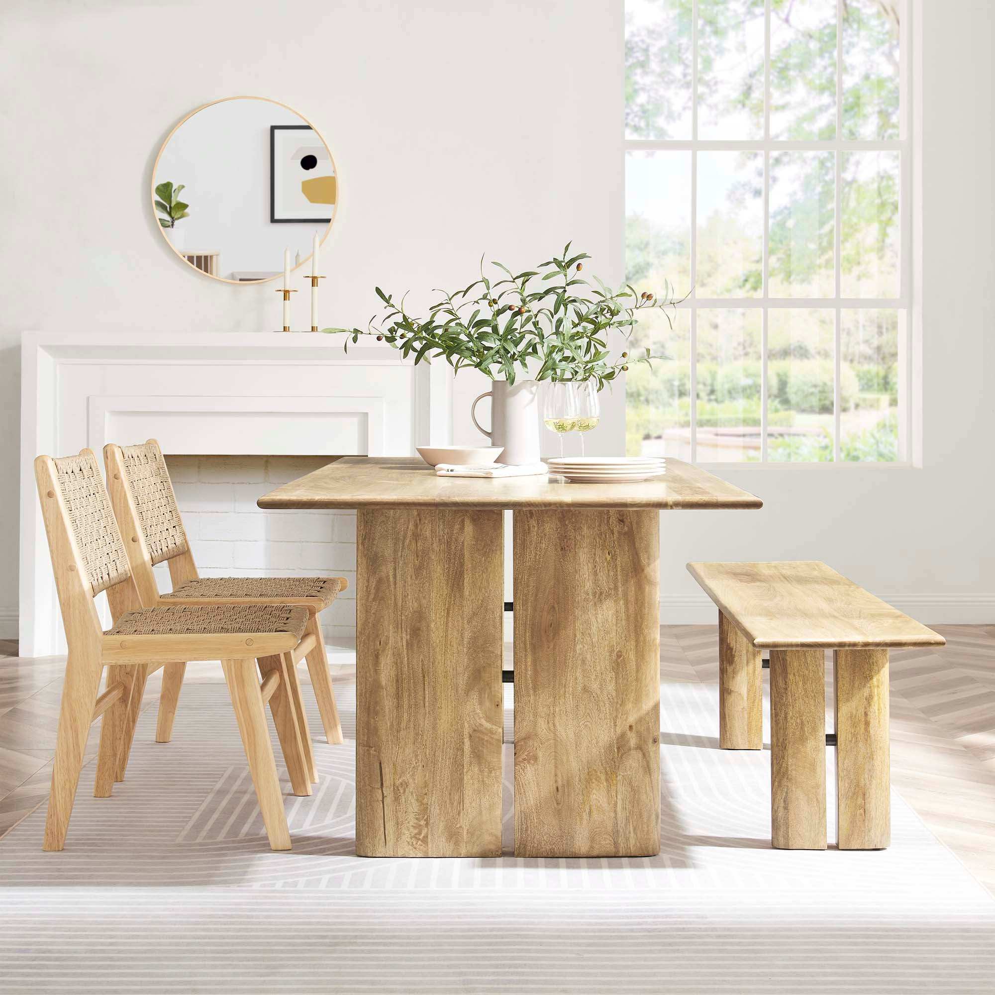 Amistad 72" Wood Dining Table and Bench Set by Modway - Best Buy Furniture