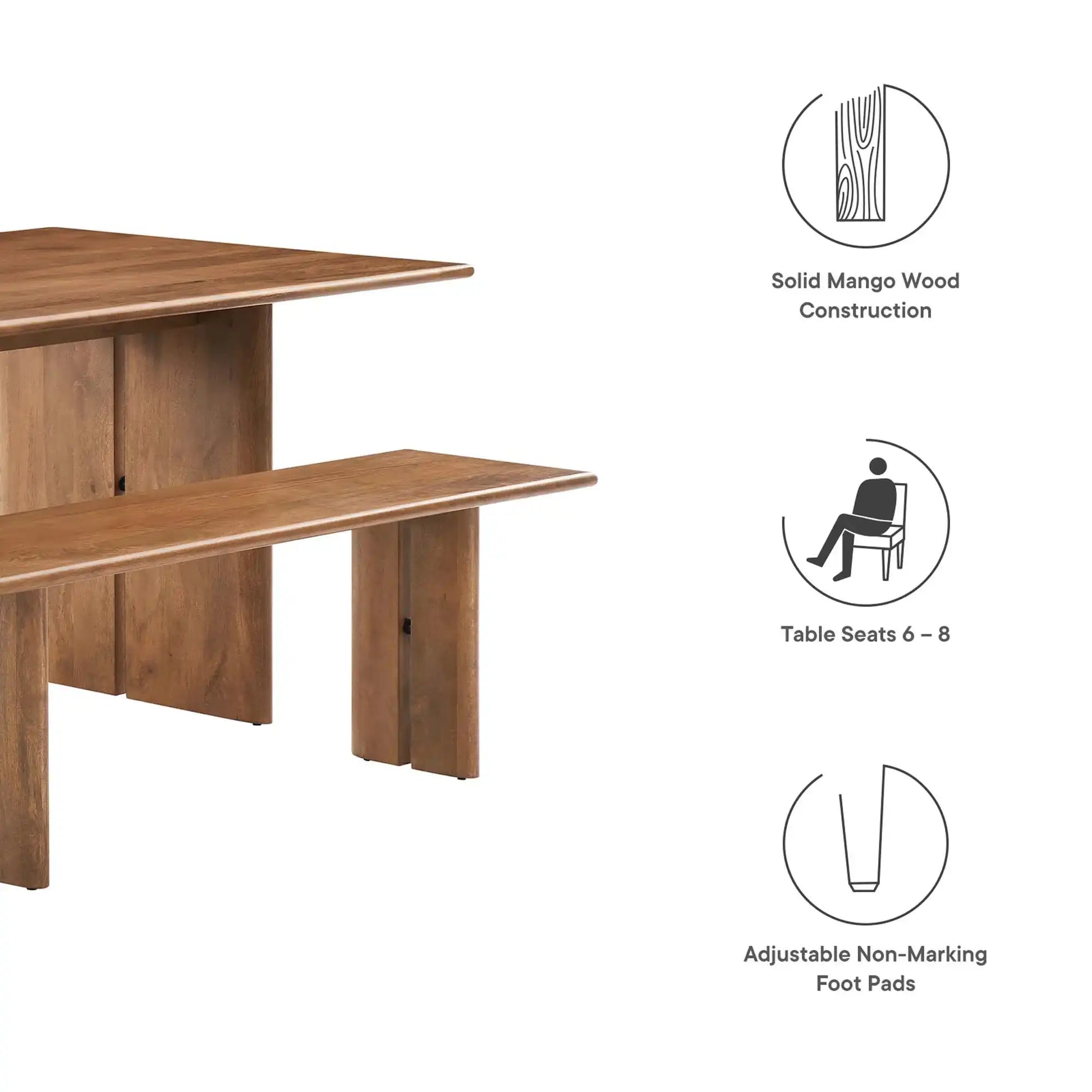 Amistad 72" Wood Dining Table and Bench Set by Modway - Best Buy Furniture