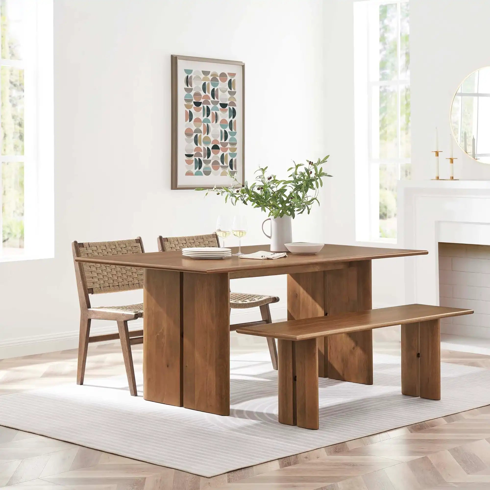 Amistad 72" Wood Dining Table and Bench Set by Modway - Best Buy Furniture