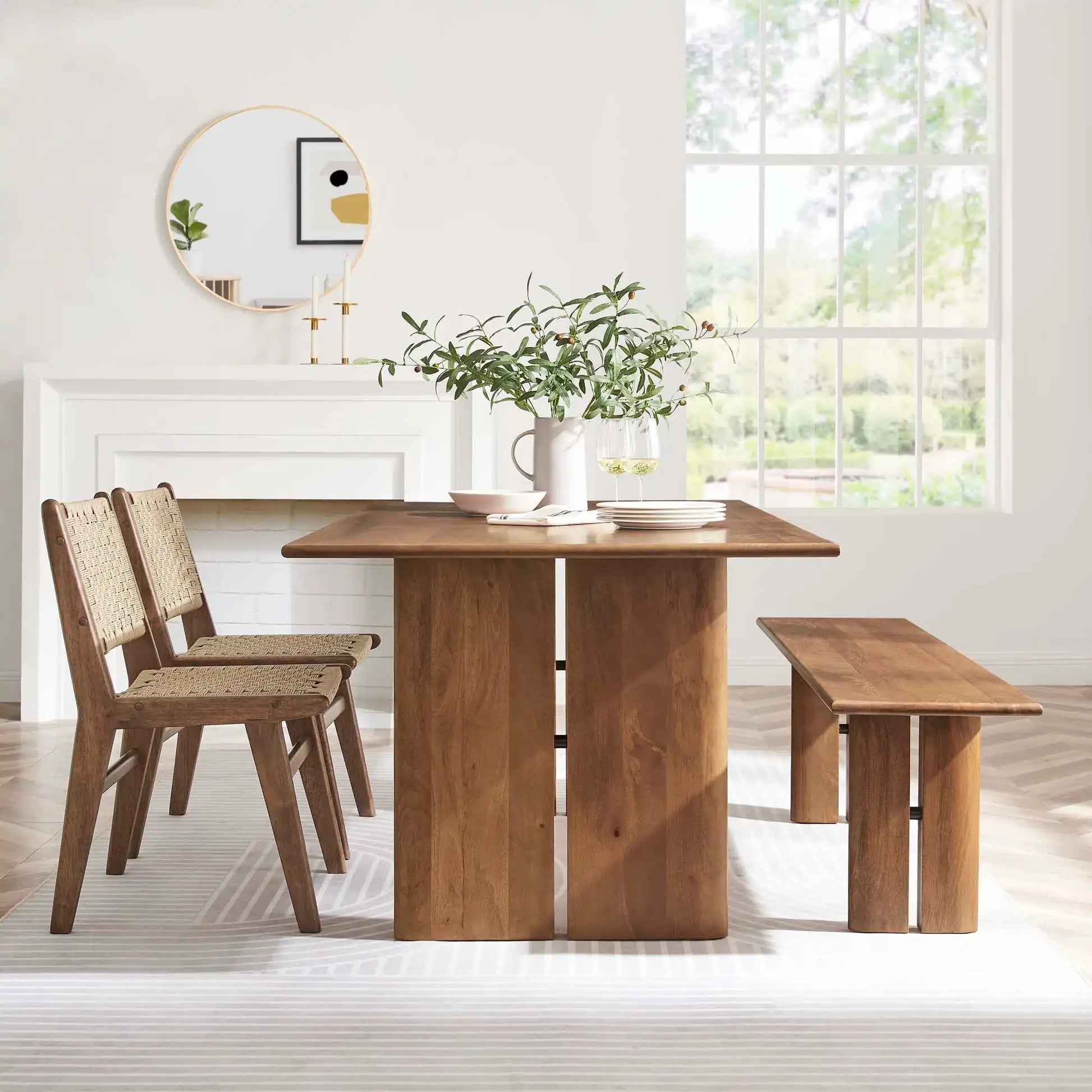 Amistad 72" Wood Dining Table and Bench Set by Modway - Best Buy Furniture