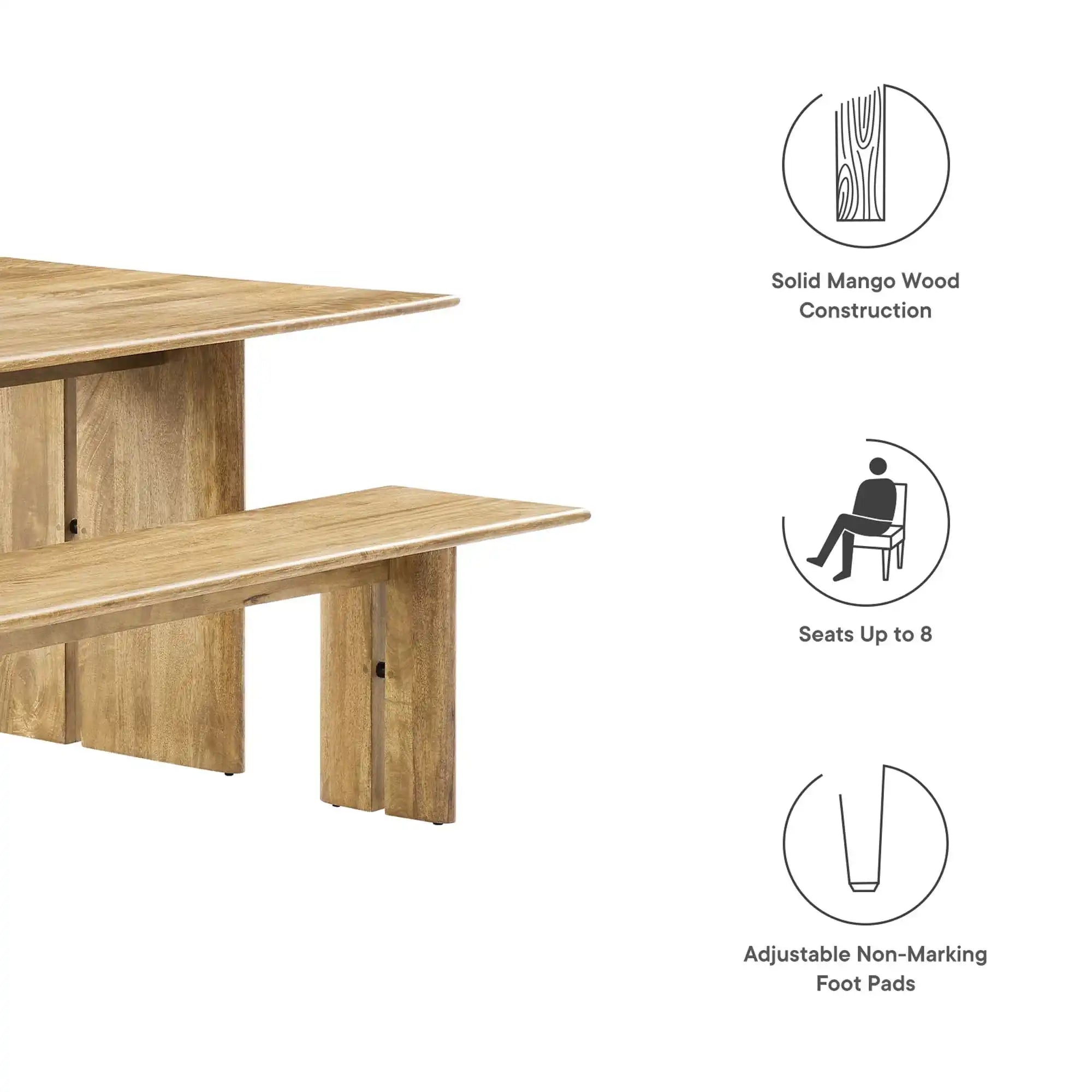 Amistad 86" Wood Dining Table and Bench Set by Modway - Best Buy Furniture
