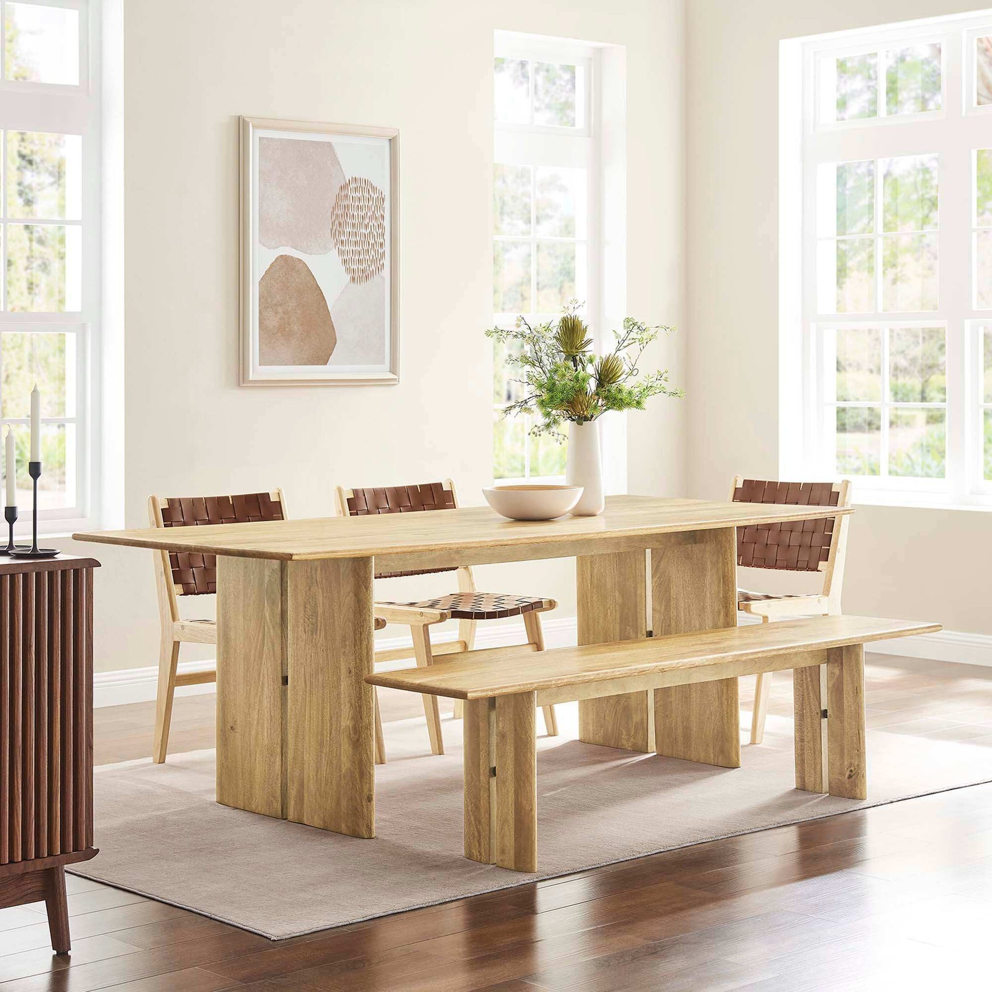 Amistad 86" Wood Dining Table and Bench Set by Modway - Best Buy Furniture