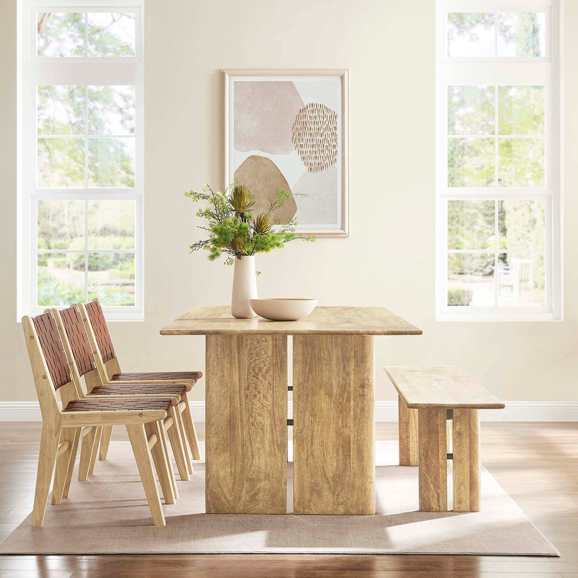 Amistad 86" Wood Dining Table and Bench Set by Modway - Best Buy Furniture