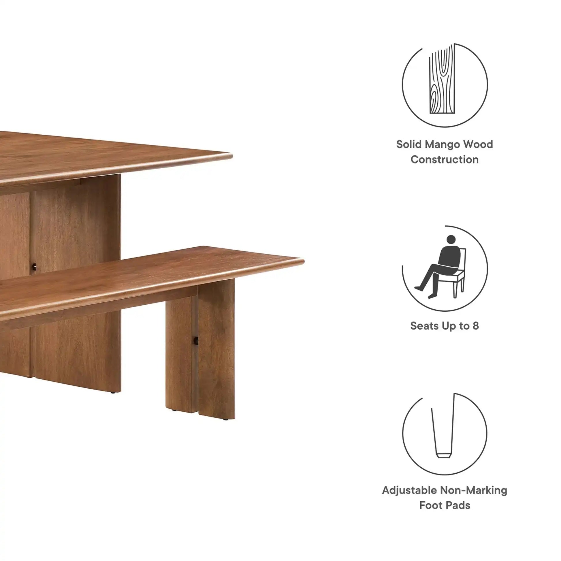 Amistad 86" Wood Dining Table and Bench Set by Modway - Best Buy Furniture