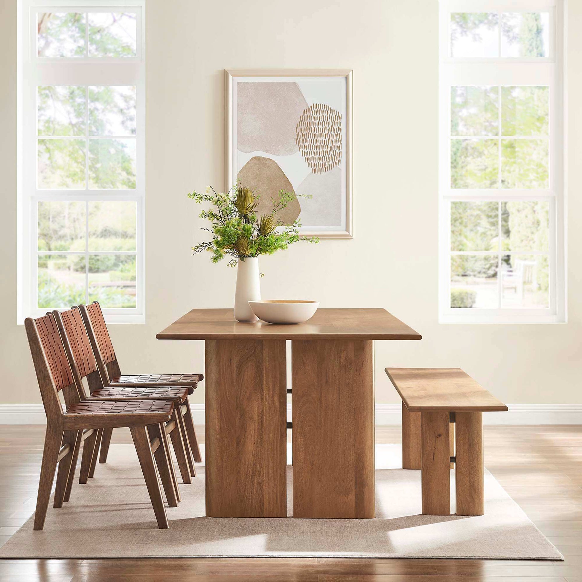 Amistad 86" Wood Dining Table and Bench Set by Modway - Best Buy Furniture