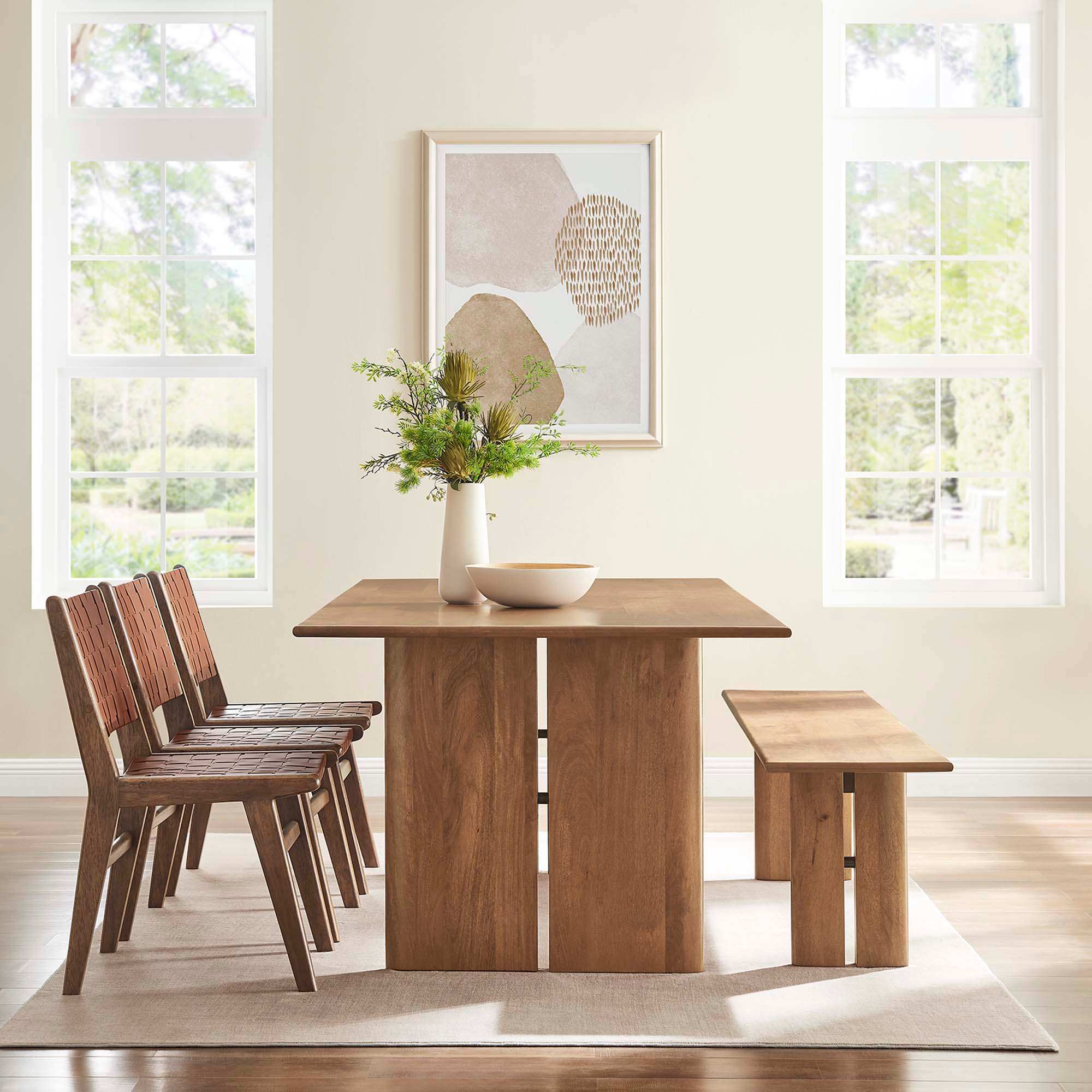 Amistad 86" Wood Dining Table and Bench Set by Modway - Best Buy Furniture