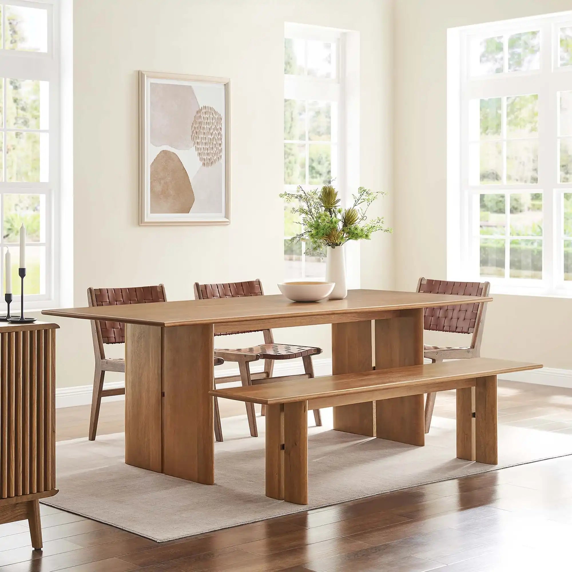 Amistad 86" Wood Dining Table and Bench Set by Modway - Best Buy Furniture