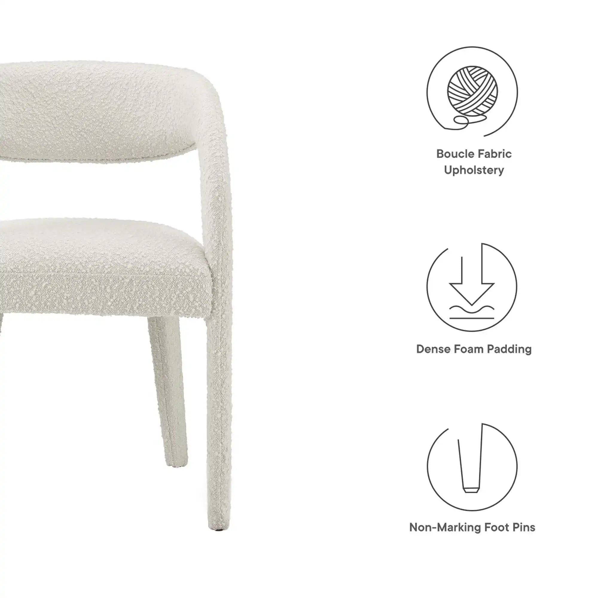 Pinnacle Boucle Upholstered Dining Chair Set of 2 by Modway - Best Buy Furniture