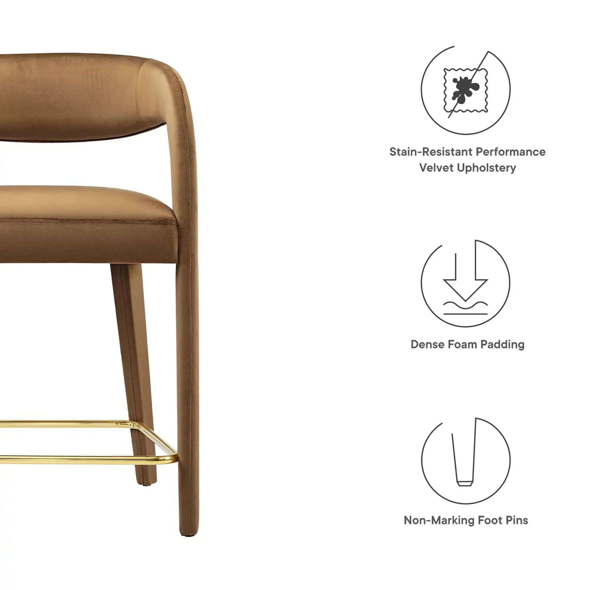 Pinnacle Performance Velvet Counter Stool Set of 2 by Modway - Best Buy Furniture