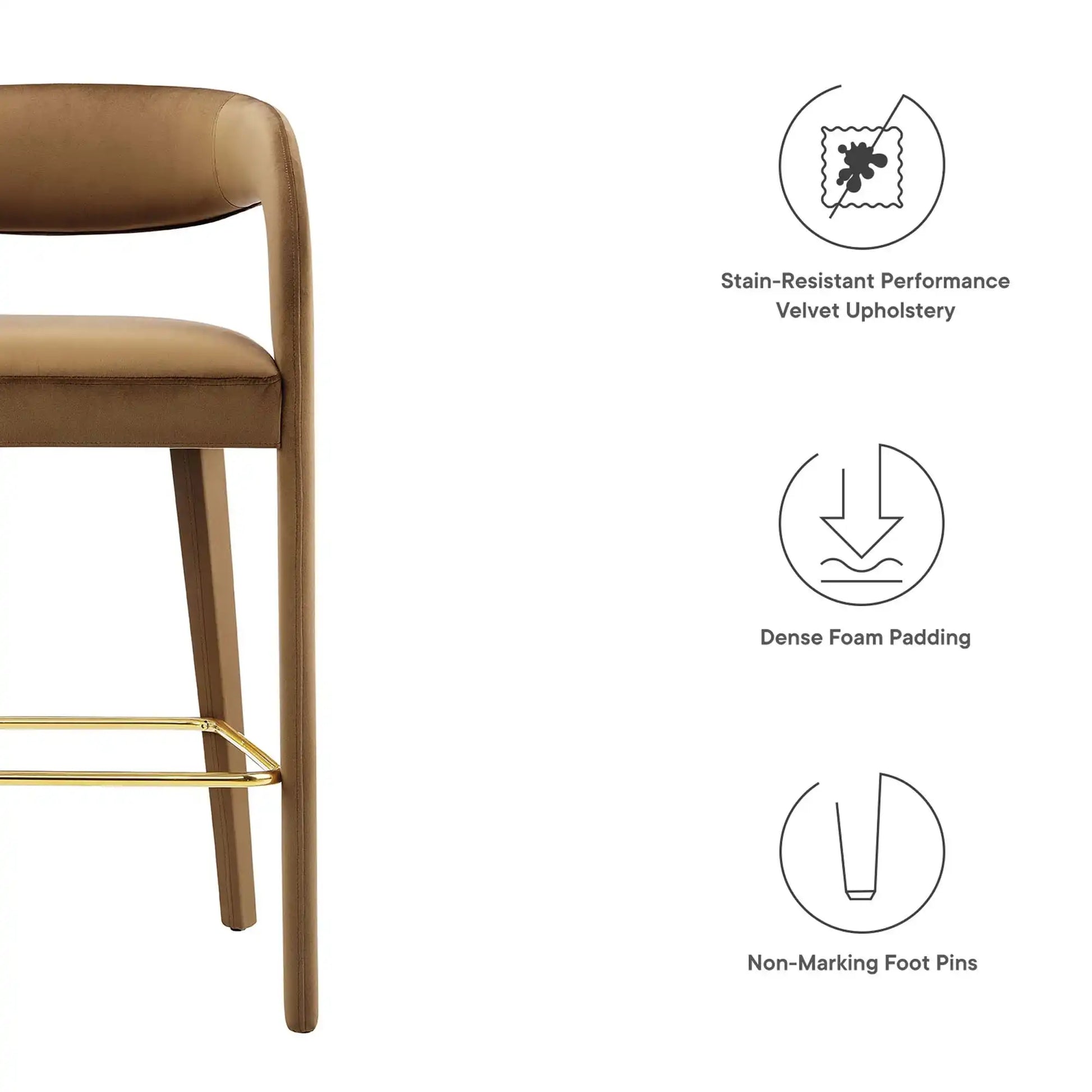 Pinnacle Performance Velvet Bar Stool Set of 2 by Modway - Best Buy Furniture