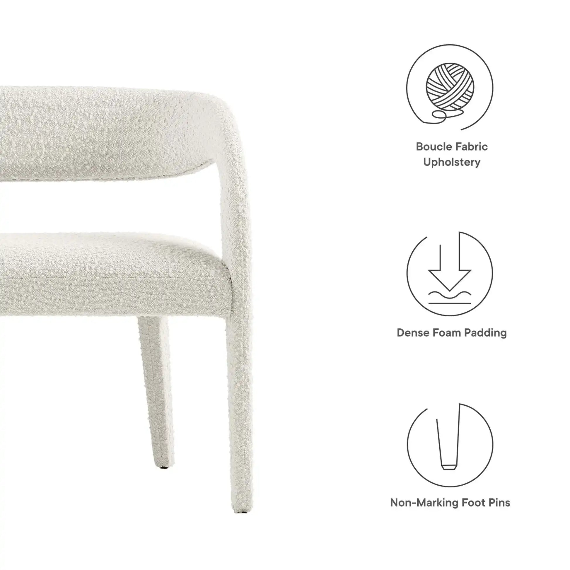Pinnacle Boucle Fabric Accent Bench by Modway - Best Buy Furniture