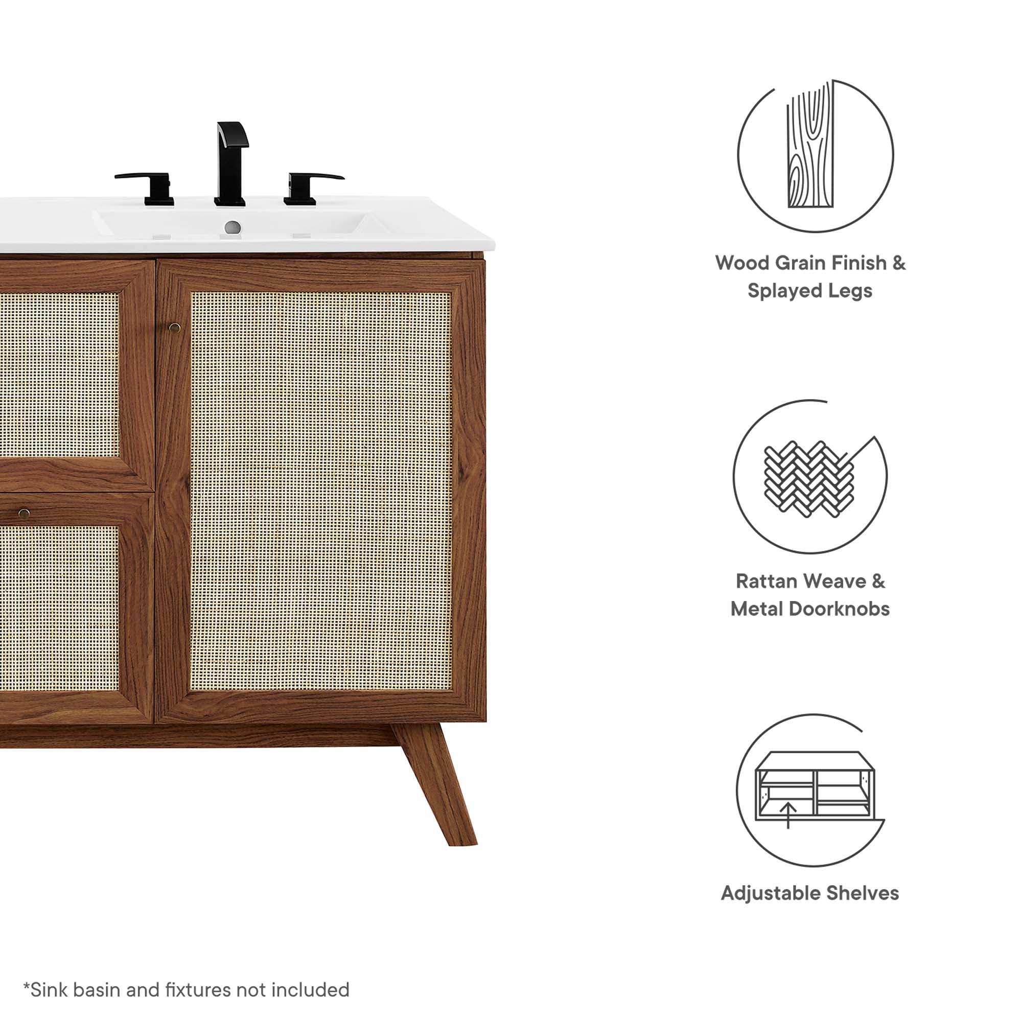 Soma 48� Single or Double Sink Compatible Bathroom Vanity Cabinet (Sink Basin Not Included) by Modway - Best Buy Furniture