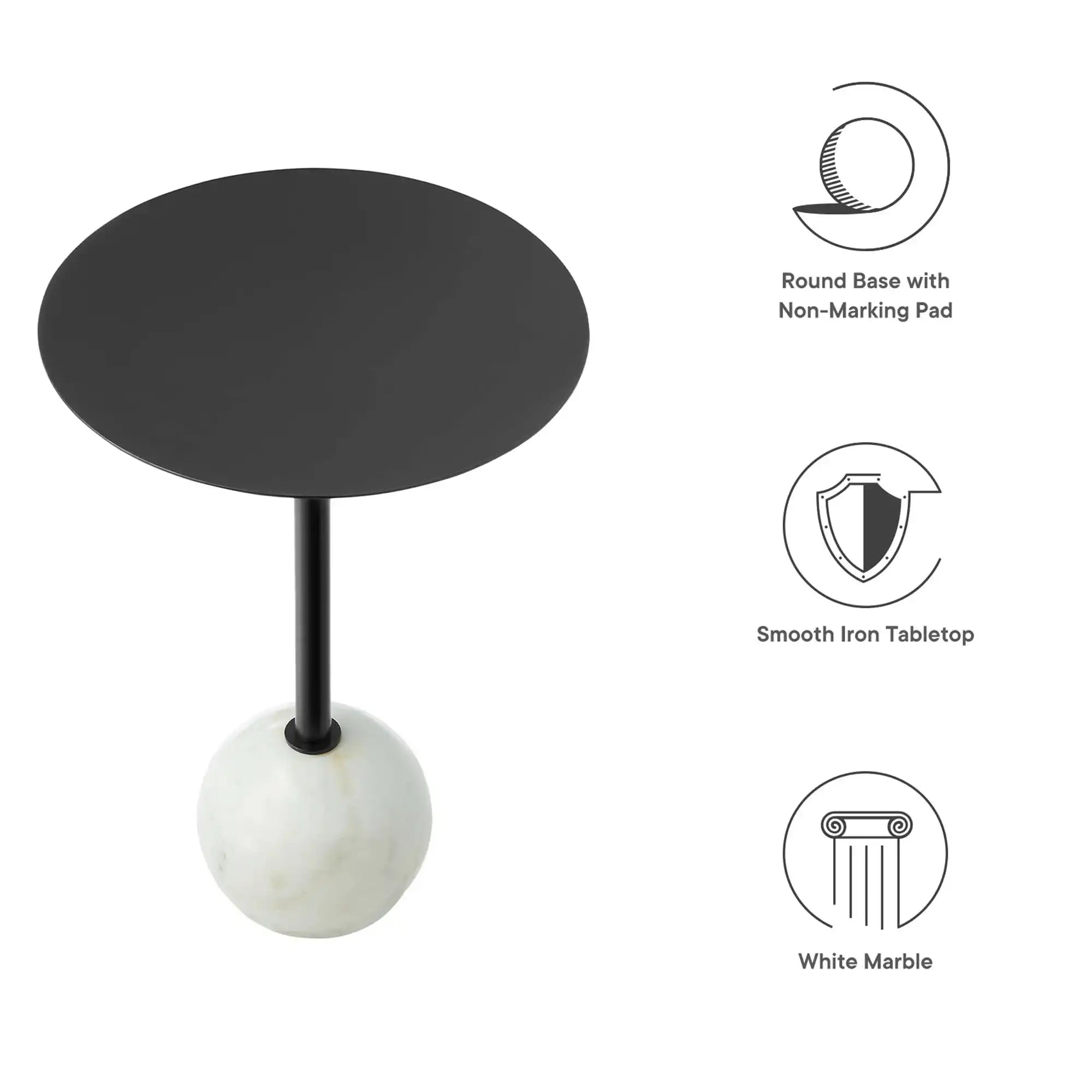 Aliza Round White Marble Side Table by Modway - Best Buy Furniture