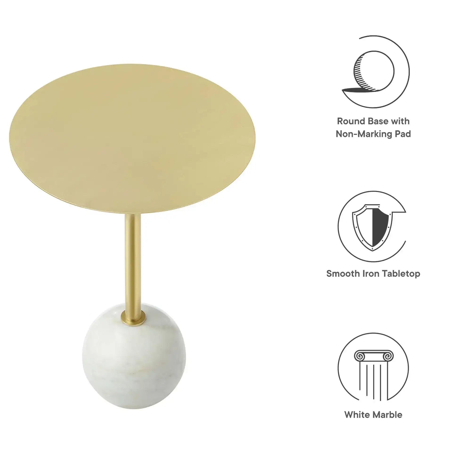 Aliza Round White Marble Side Table by Modway - Best Buy Furniture