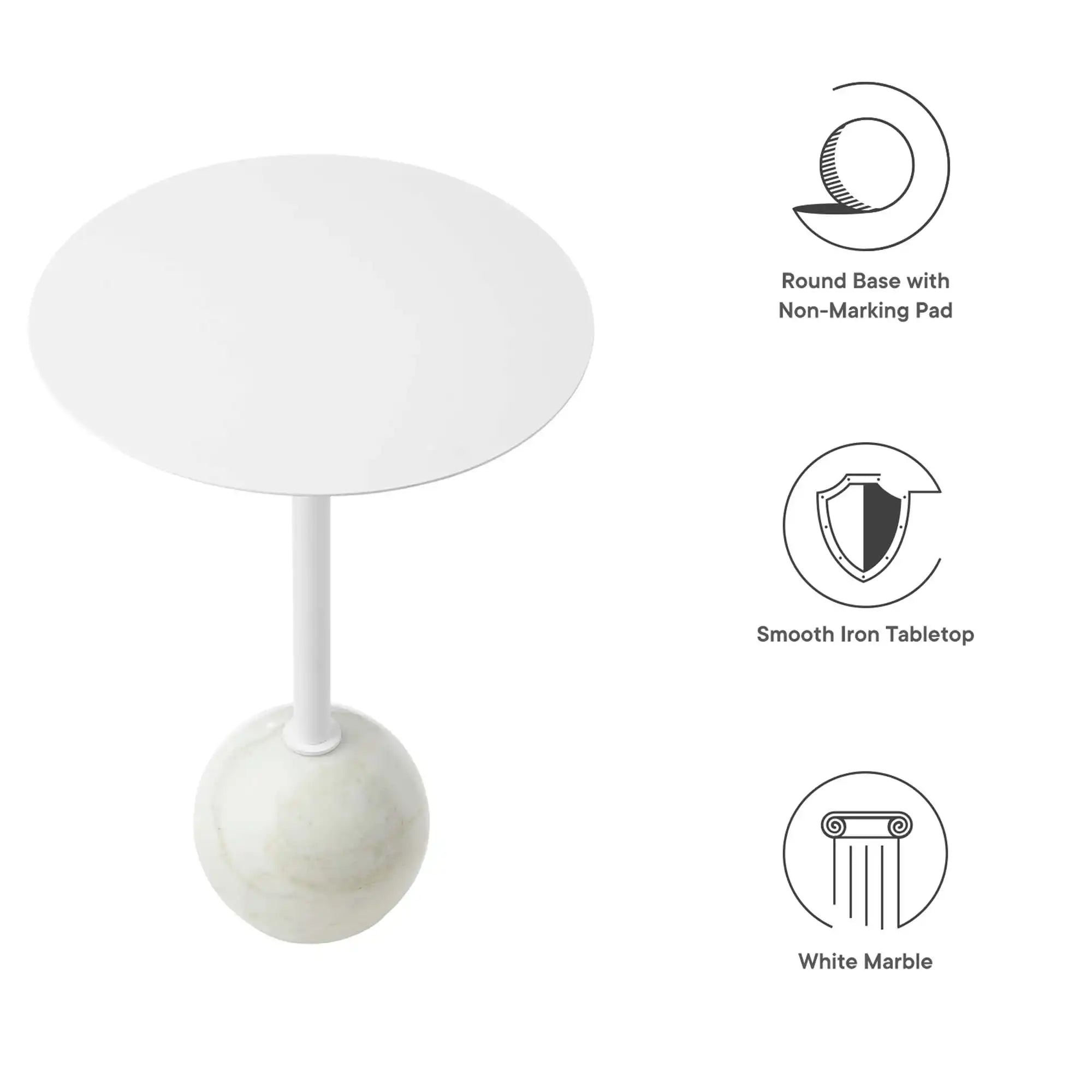 Aliza Round White Marble Side Table by Modway - Best Buy Furniture