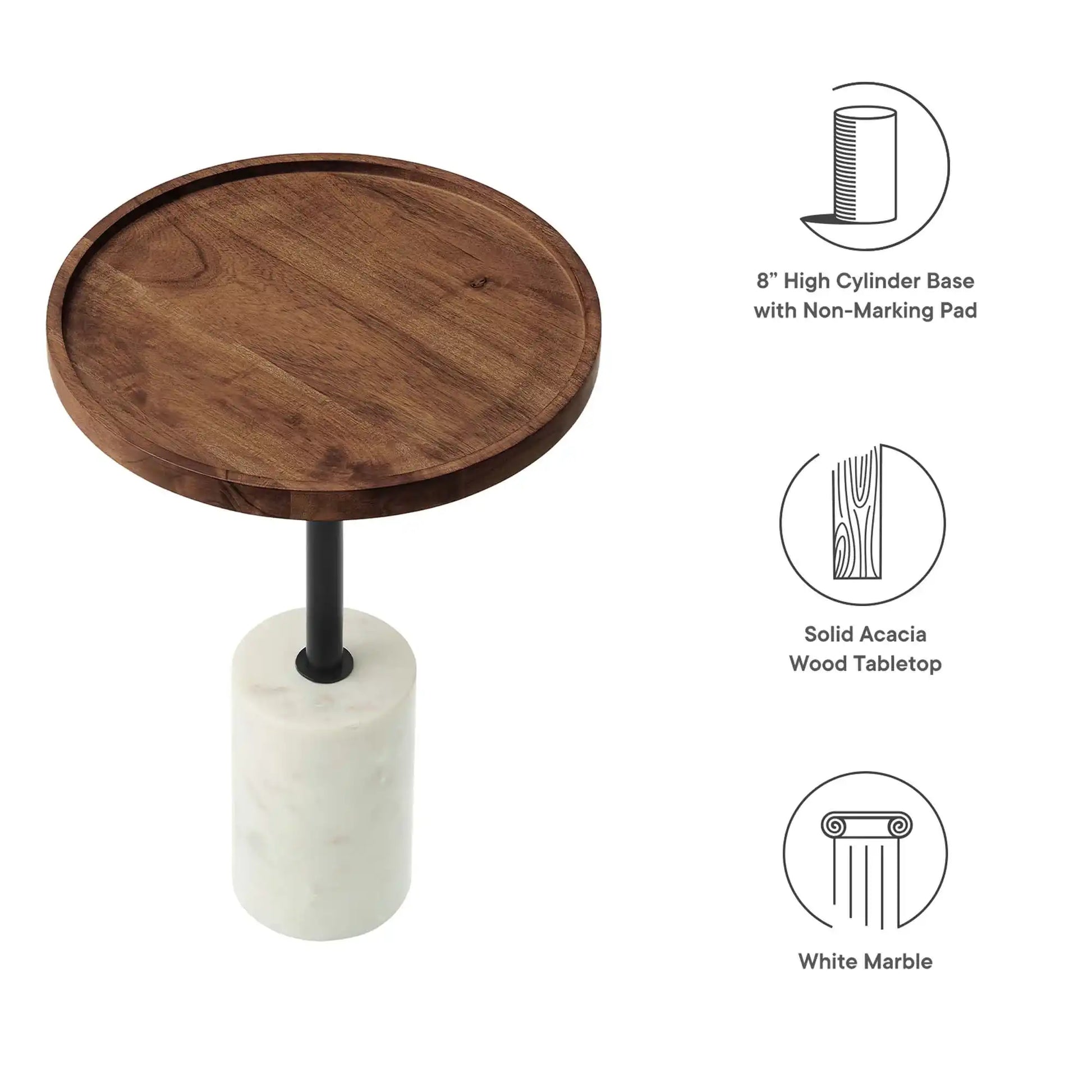 Amina Round Acacia Wood Side Table by Modway - Best Buy Furniture