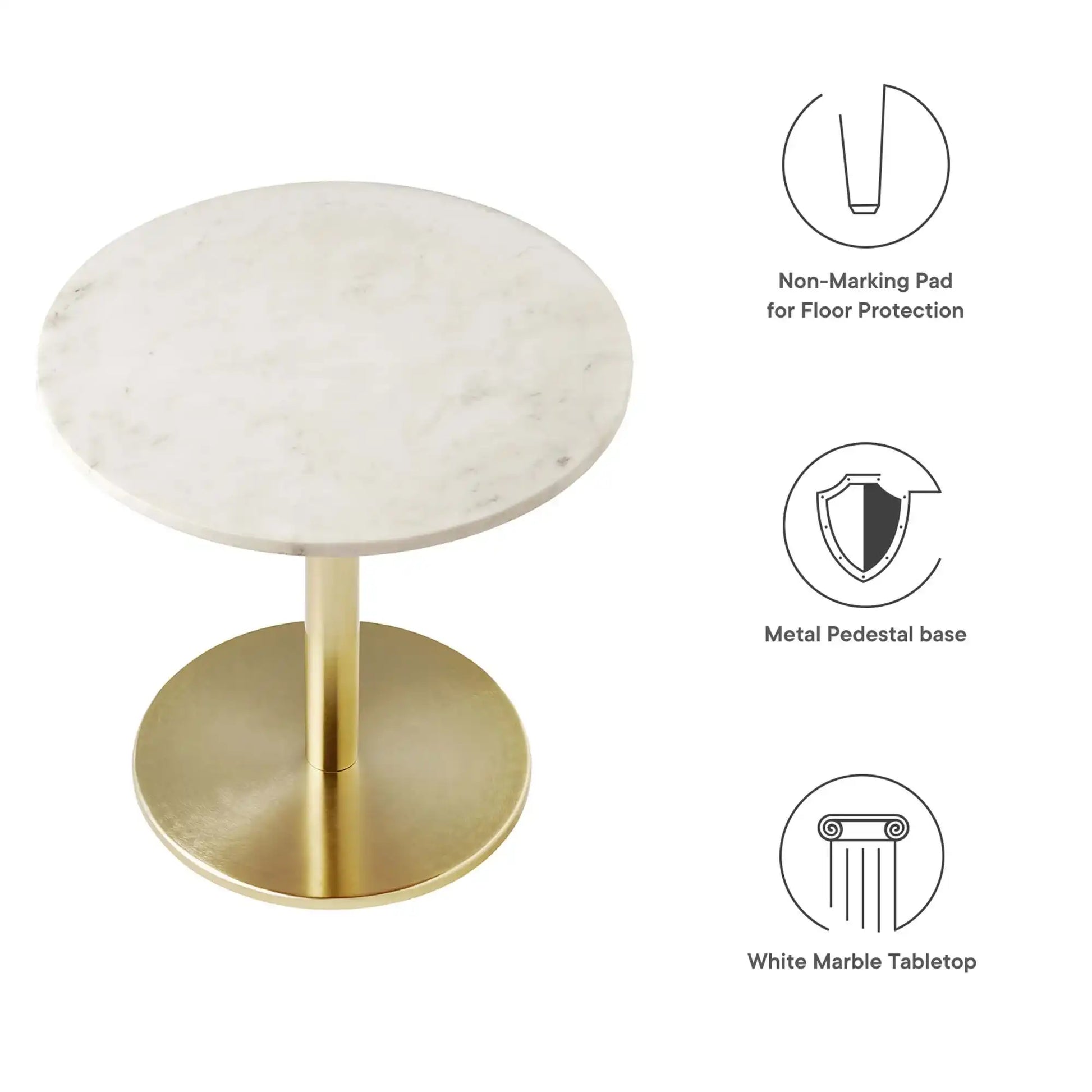 Viva Round White Marble Side Table by Modway - Best Buy Furniture