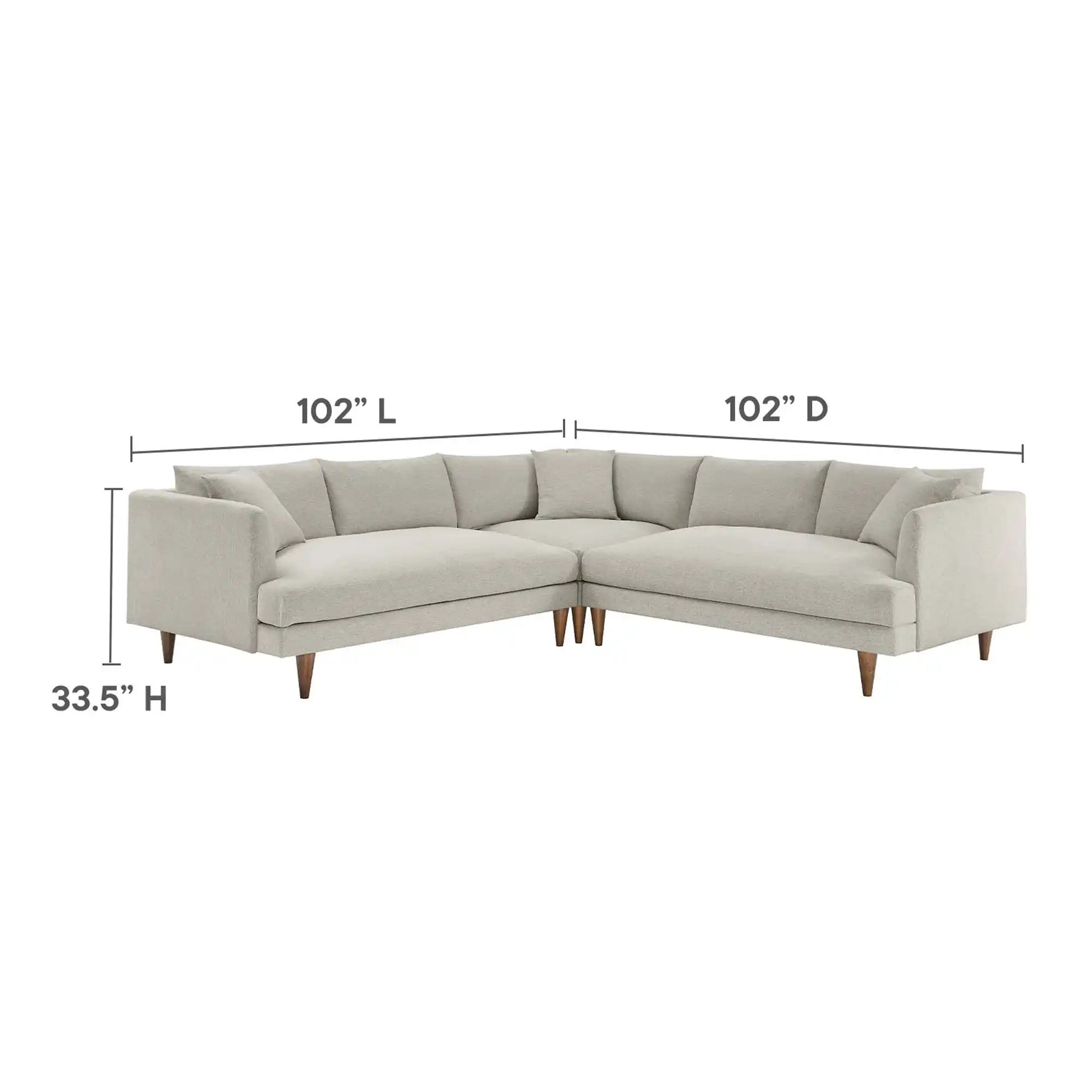 Zoya 3 Piece Down Filled Overstuffed Sectional Sofa by Modway - Best Buy Furniture