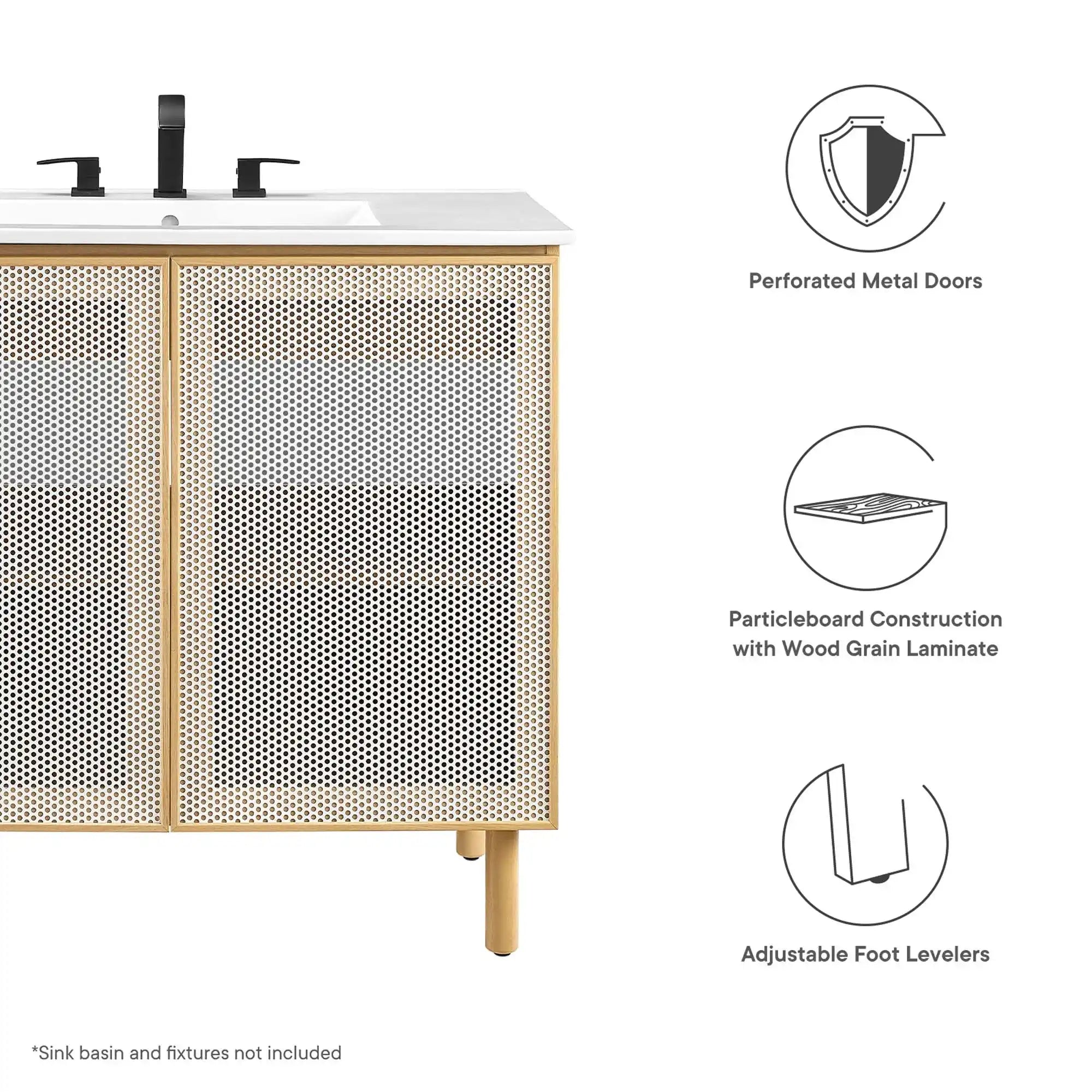 Calla 36" Perforated Metal Bathroom Vanity Cabinet (Sink Basin Not Included) by Modway - Best Buy Furniture