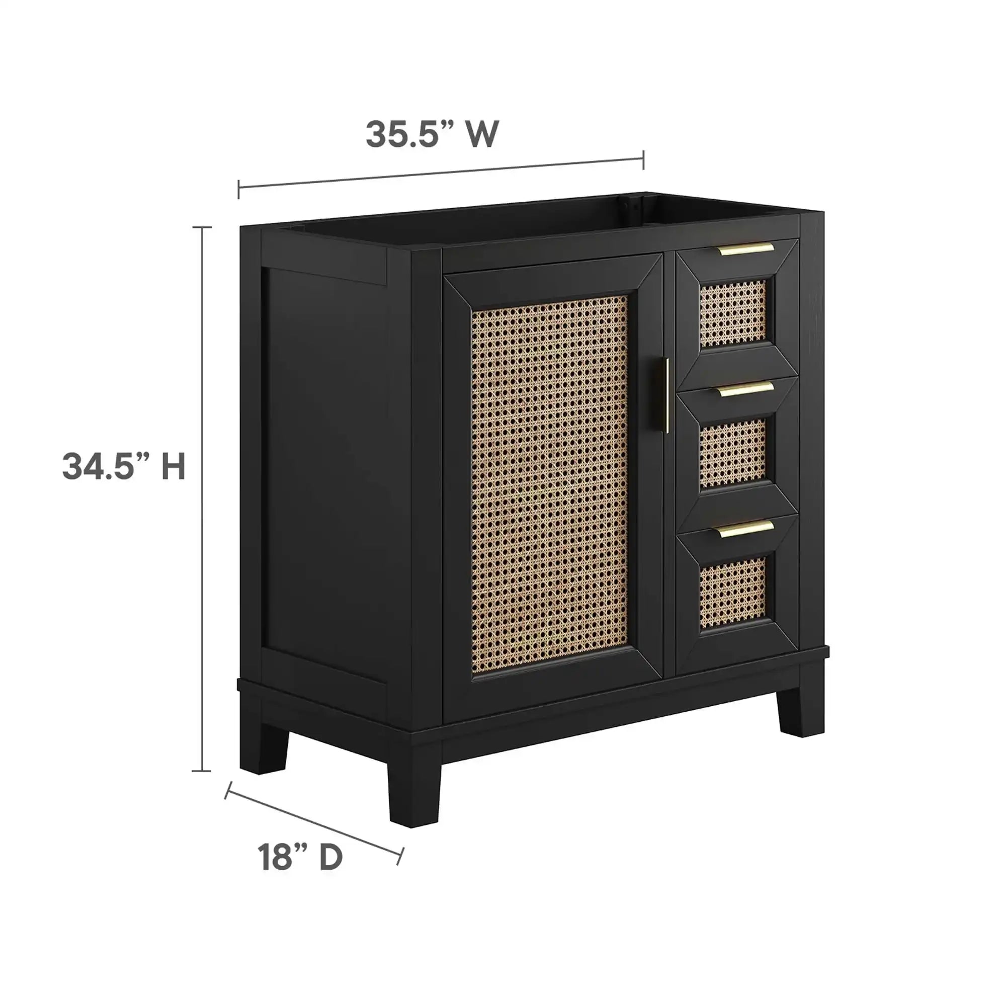 Dixie 36" Solid Wood Bathroom Vanity Cabinet (Sink Basin Not Included) by Modway - Best Buy Furniture