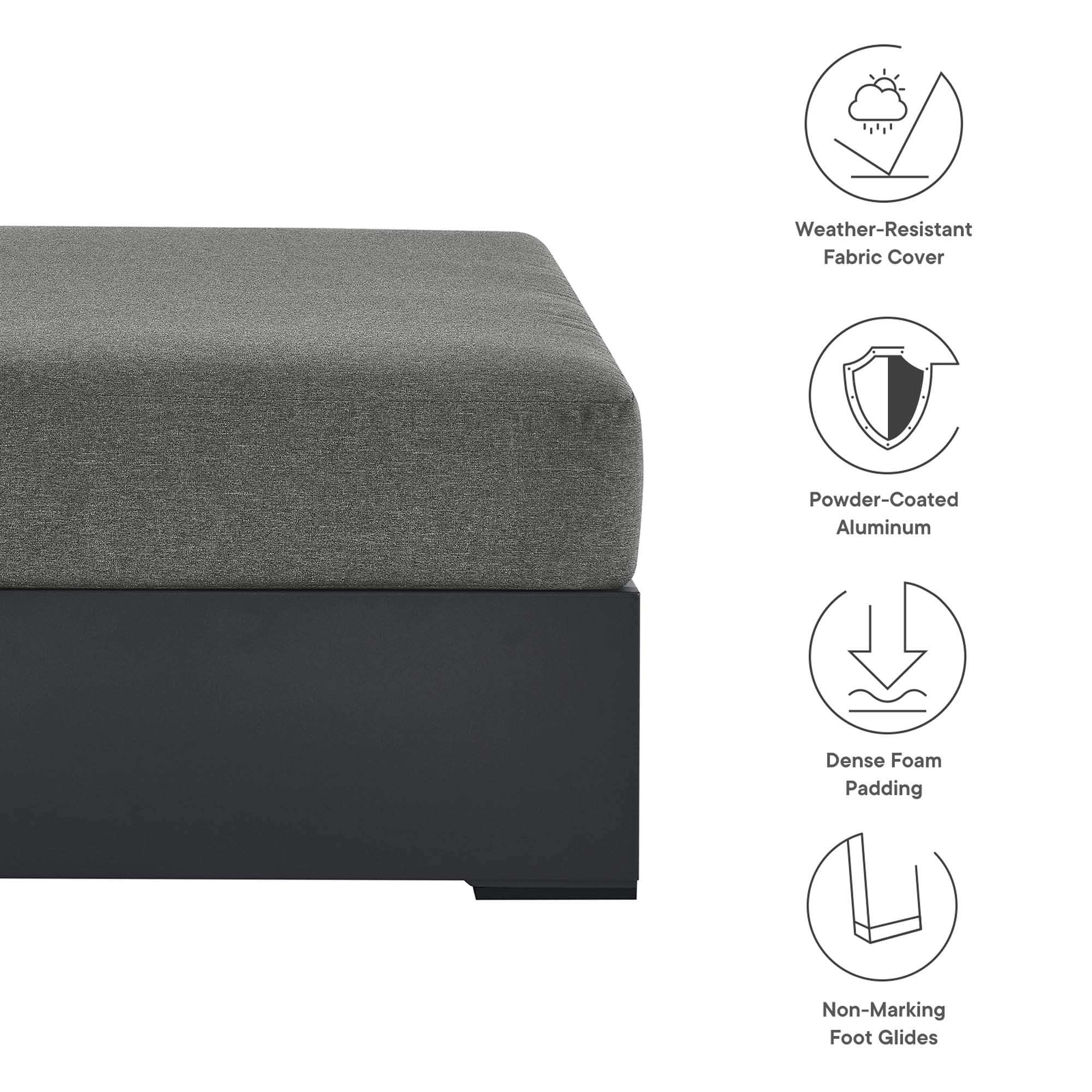 Tahoe Outdoor Patio Powder-Coated Aluminum Ottoman by Modway - Best Buy Furniture