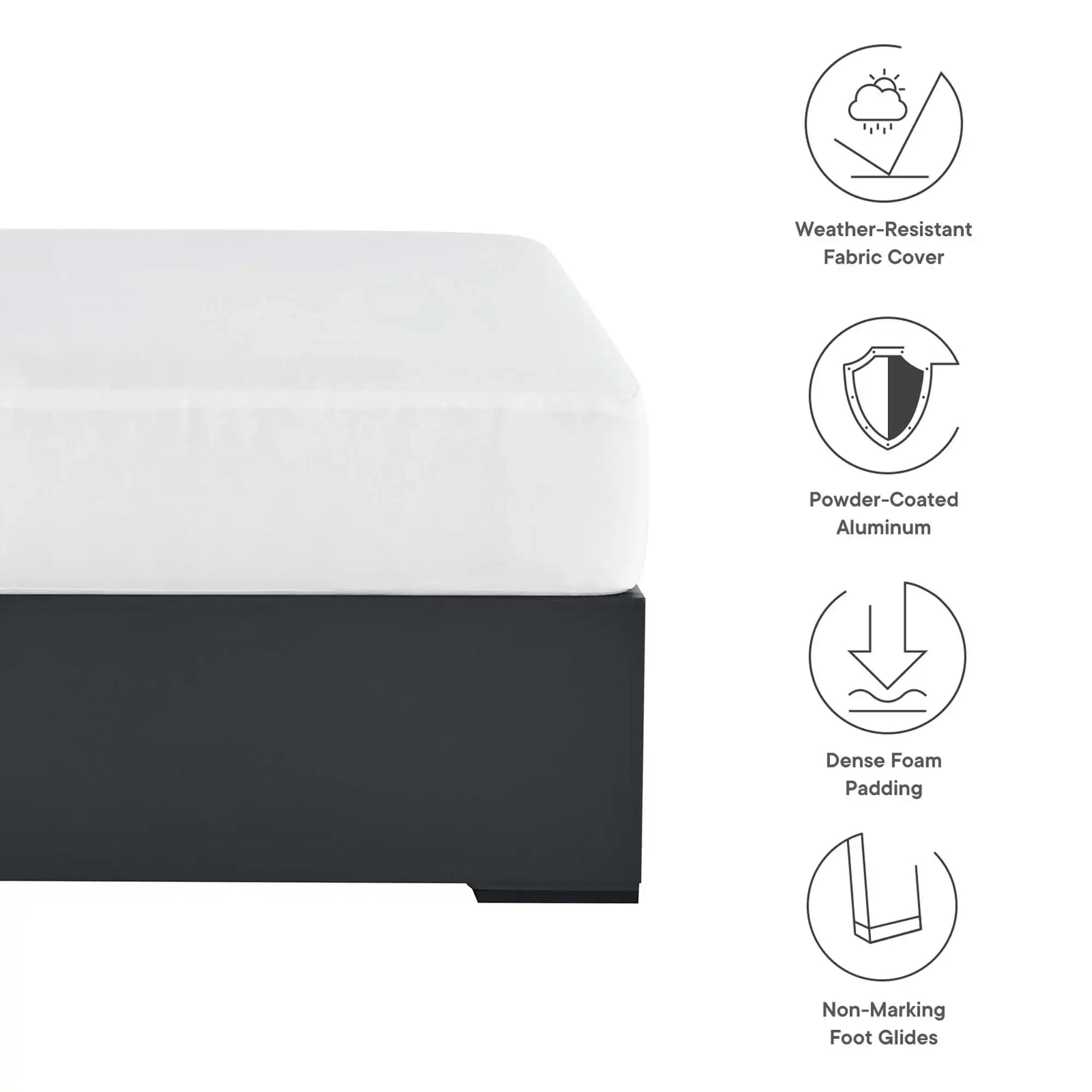 Tahoe Outdoor Patio Powder-Coated Aluminum Ottoman by Modway - Best Buy Furniture