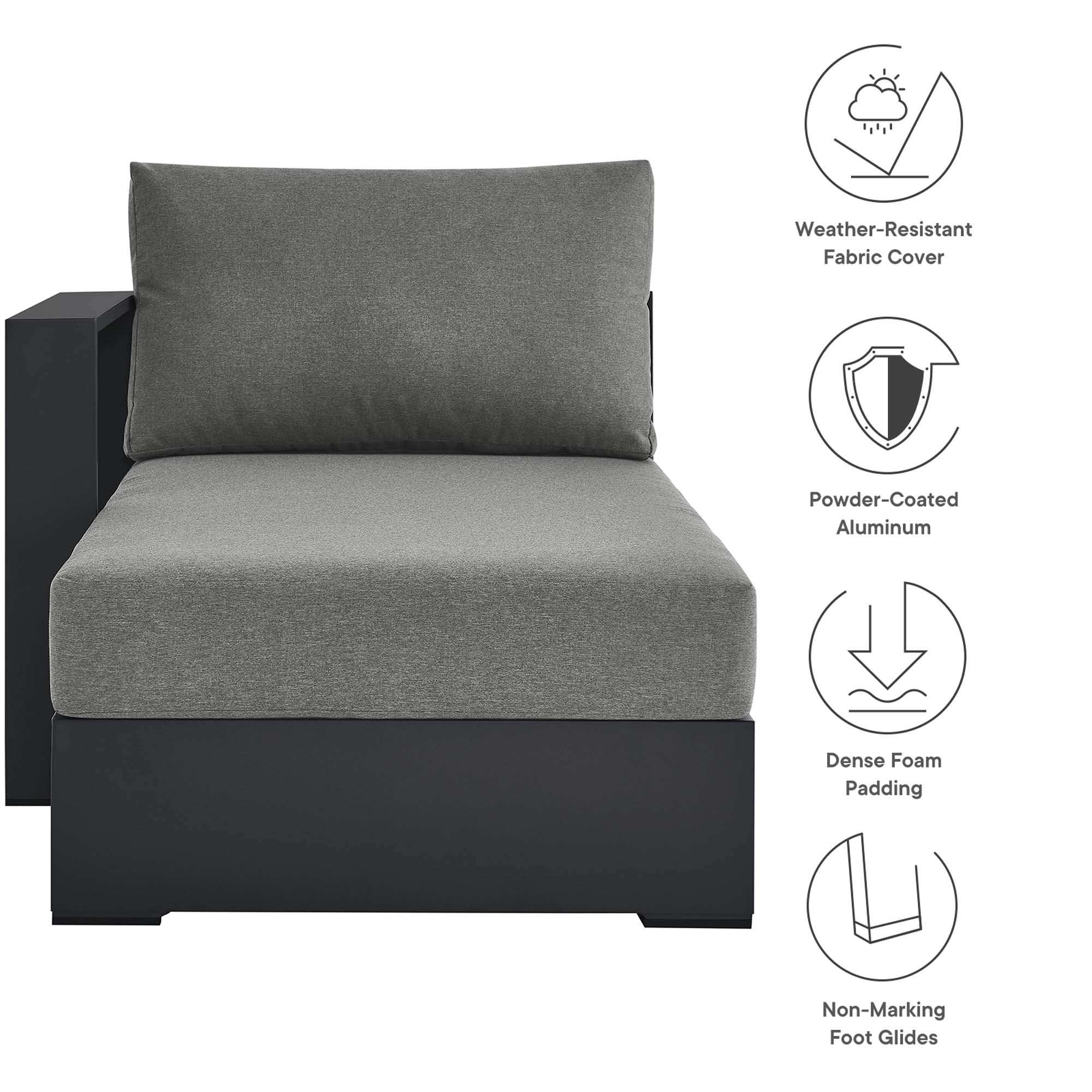 Tahoe Outdoor Patio Powder-Coated Aluminum Modular Left-Facing Chaise Lounge by Modway - Best Buy Furniture
