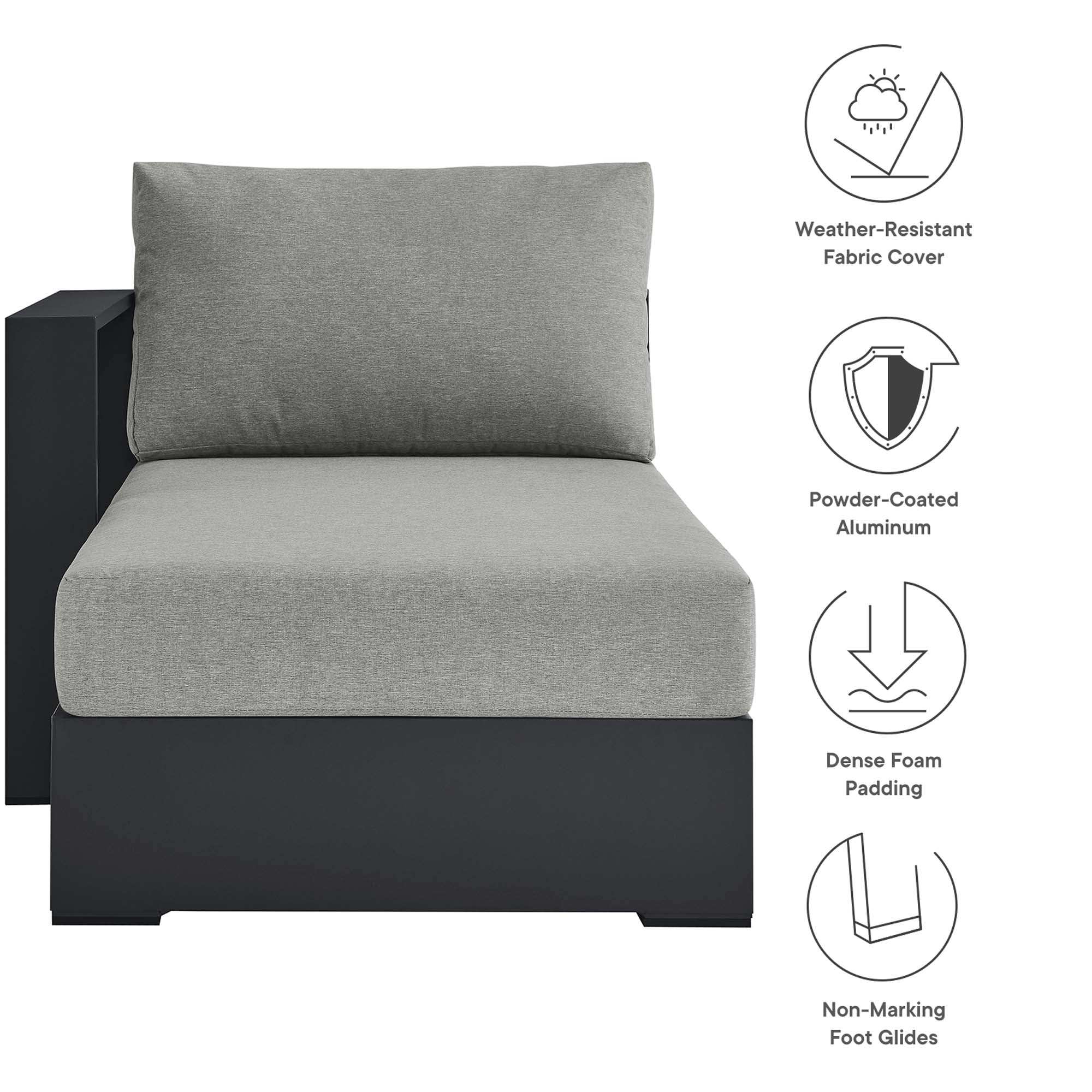 Tahoe Outdoor Patio Powder-Coated Aluminum Modular Left-Facing Chaise Lounge by Modway - Best Buy Furniture