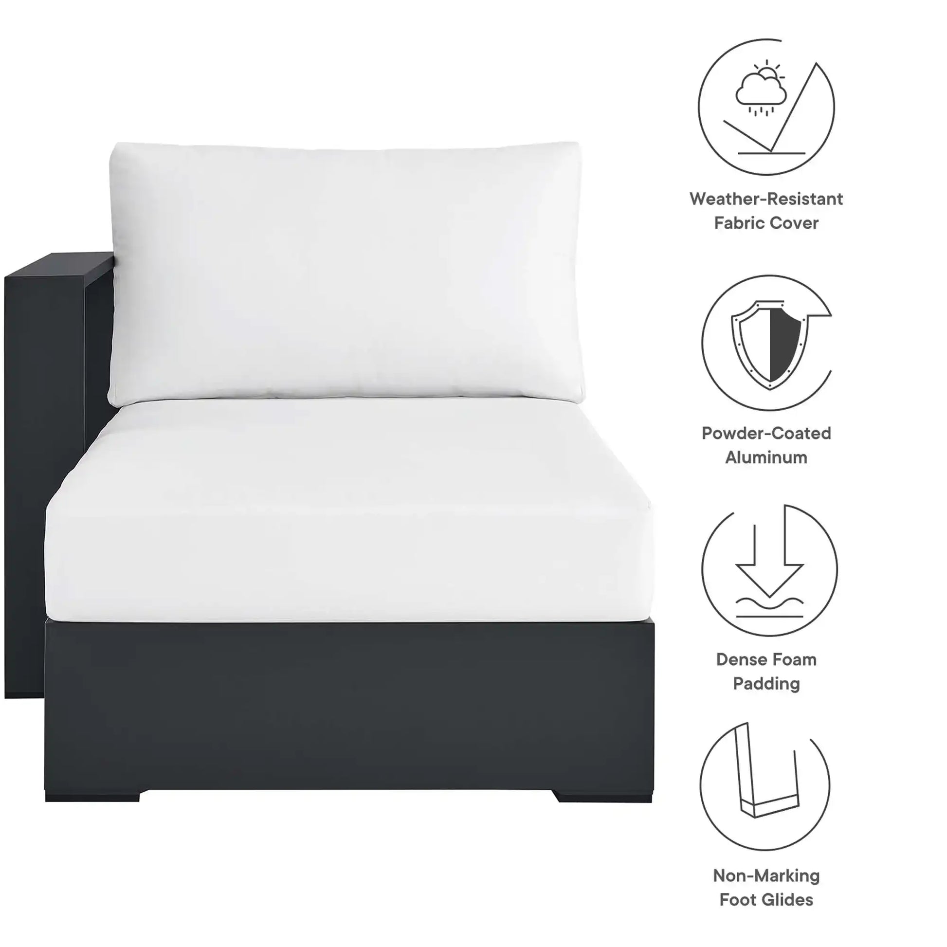 Tahoe Outdoor Patio Powder-Coated Aluminum Modular Left-Facing Chaise Lounge by Modway - Best Buy Furniture