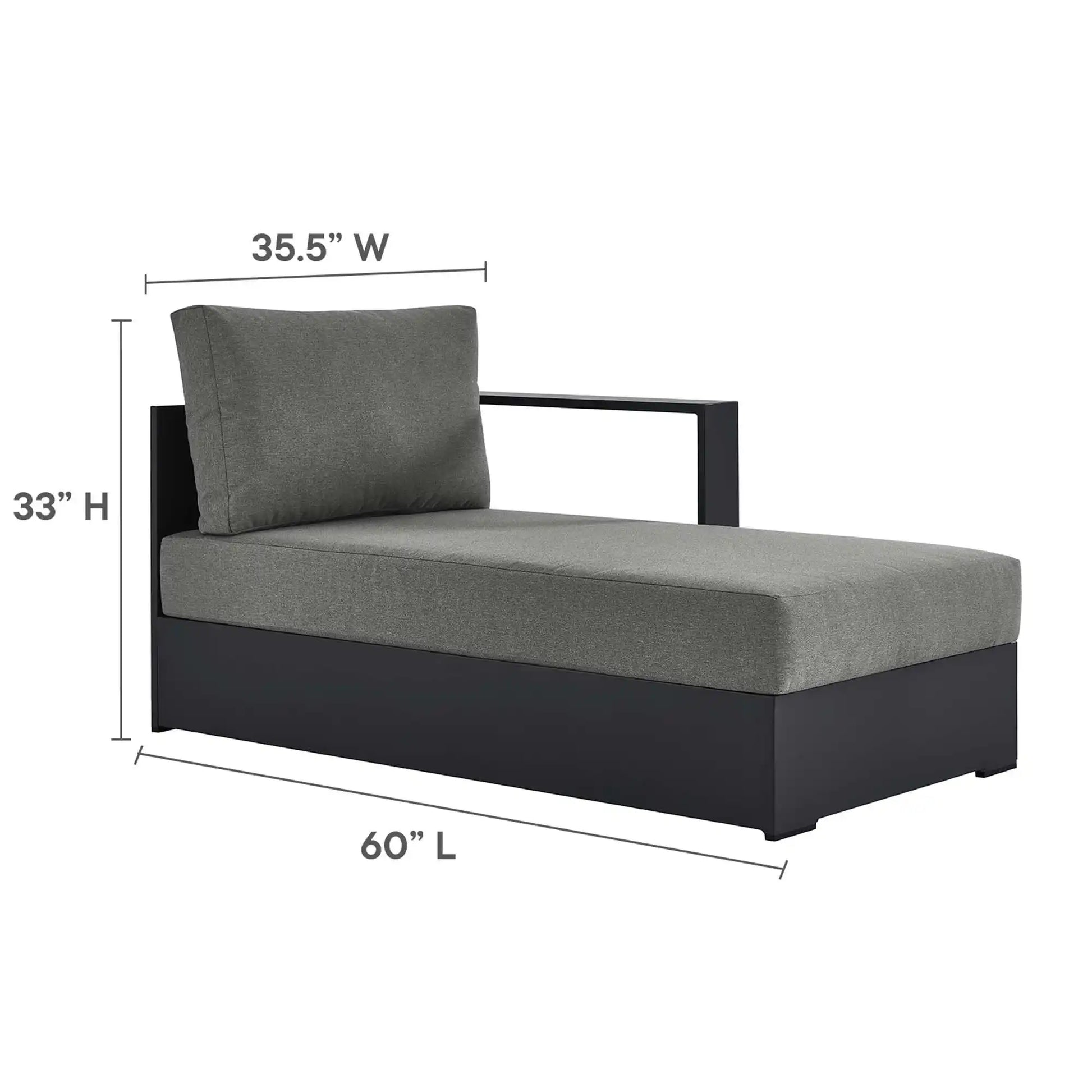 Tahoe Outdoor Patio Powder-Coated Aluminum Modular Right-Facing Chaise Lounge by Modway - Best Buy Furniture