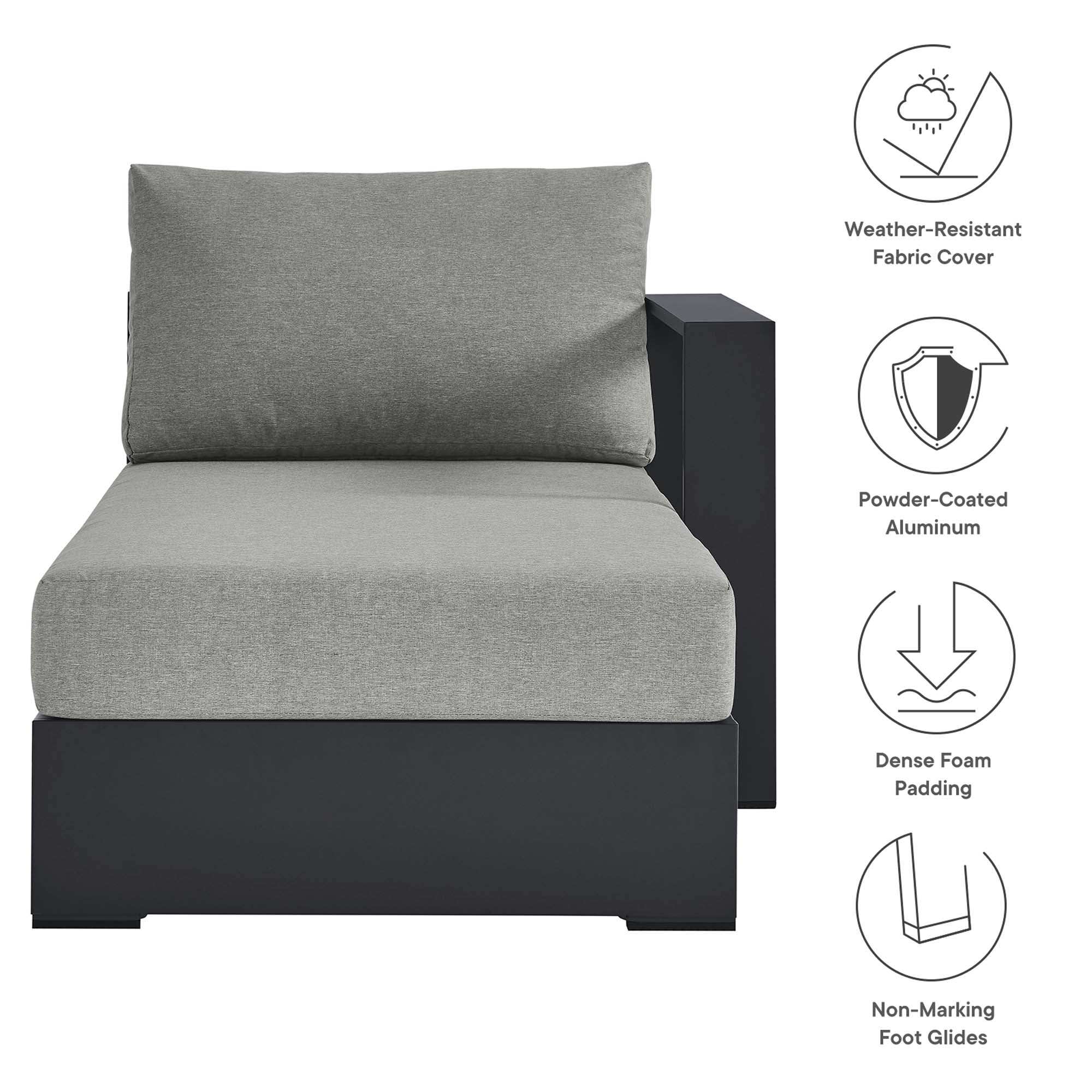 Tahoe Outdoor Patio Powder-Coated Aluminum Modular Right-Facing Chaise Lounge by Modway - Best Buy Furniture