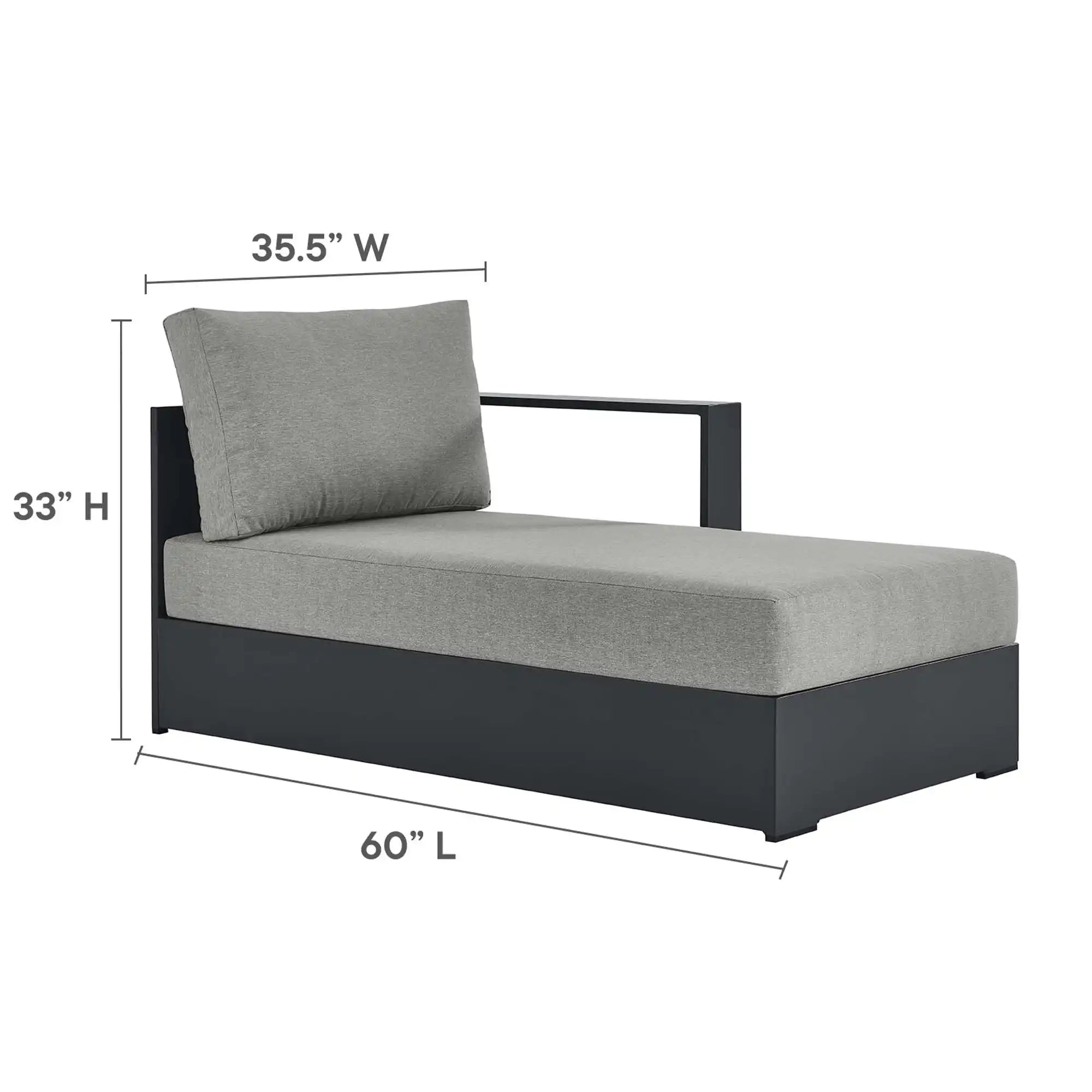 Tahoe Outdoor Patio Powder-Coated Aluminum Modular Right-Facing Chaise Lounge by Modway - Best Buy Furniture