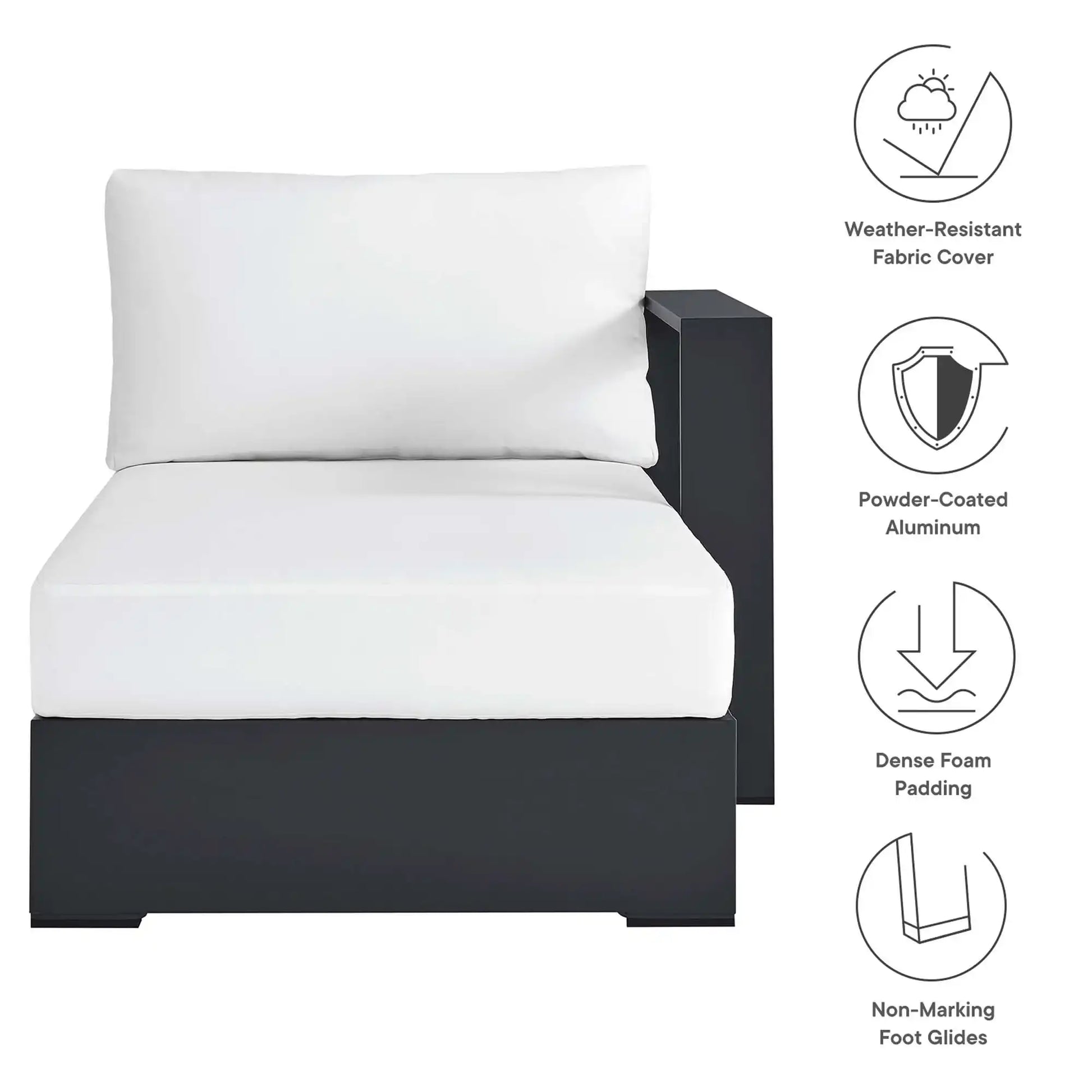 Tahoe Outdoor Patio Powder-Coated Aluminum Modular Right-Facing Chaise Lounge by Modway - Best Buy Furniture