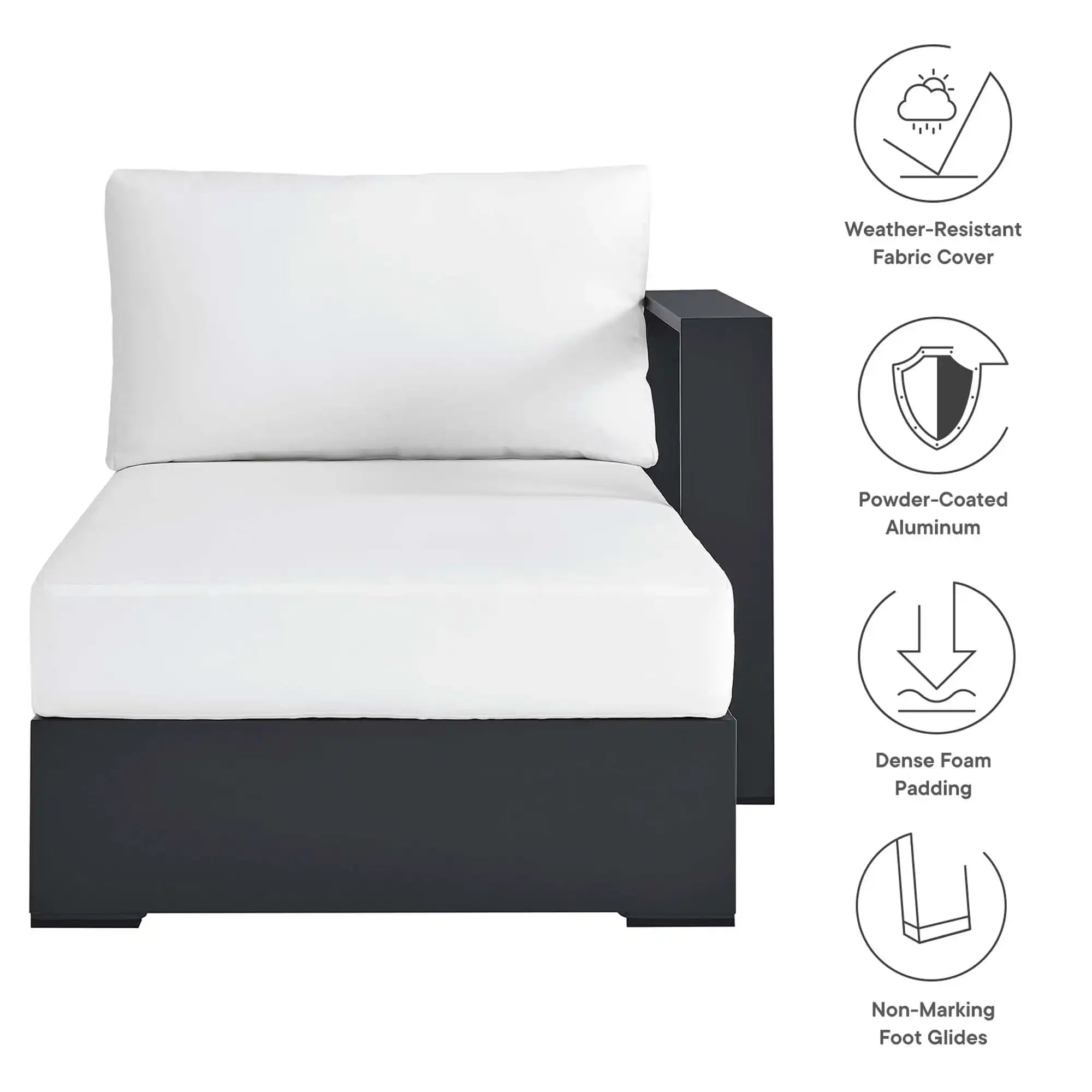 Tahoe Outdoor Patio Powder-Coated Aluminum Modular Right-Facing Chaise Lounge by Modway - Best Buy Furniture