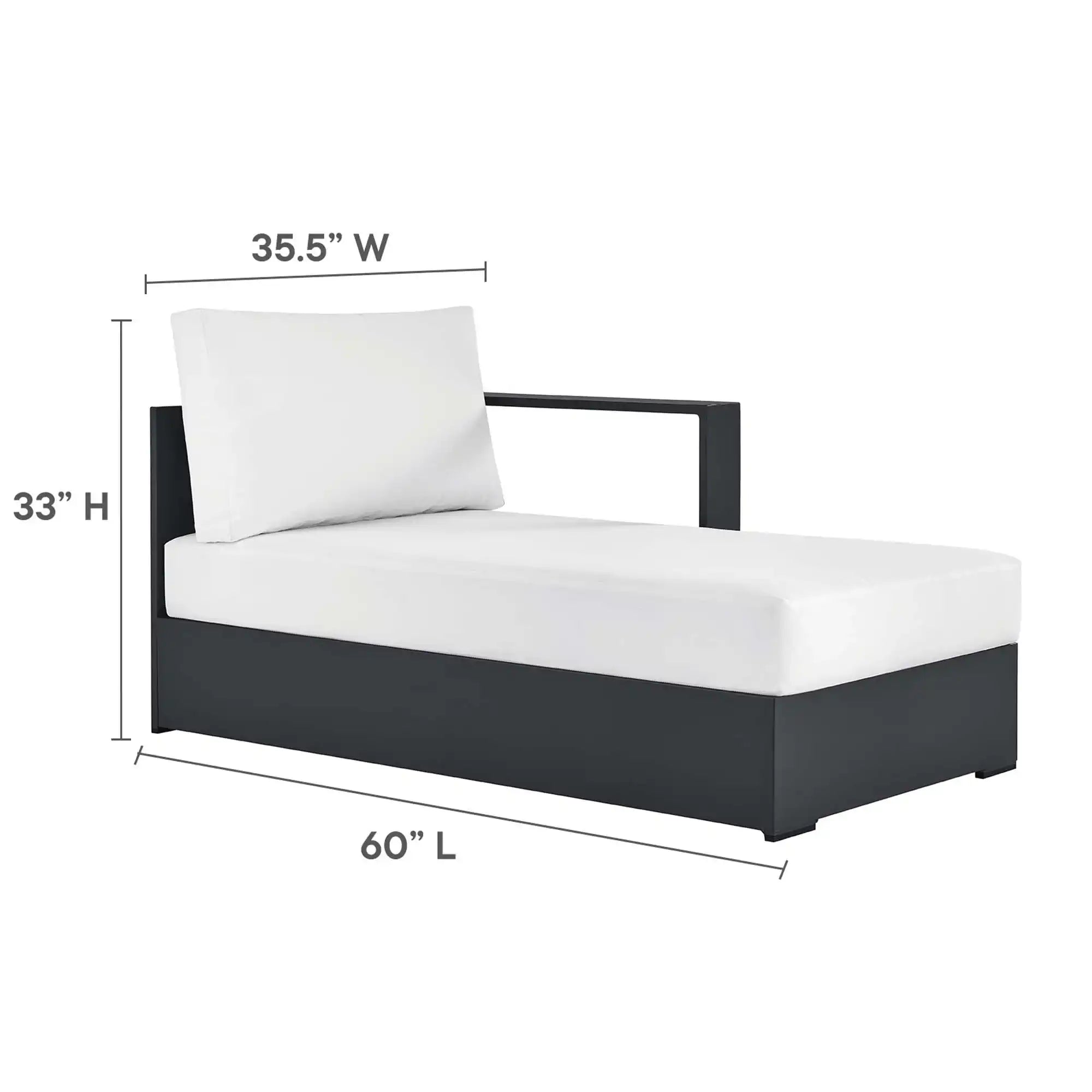 Tahoe Outdoor Patio Powder-Coated Aluminum Modular Right-Facing Chaise Lounge by Modway - Best Buy Furniture