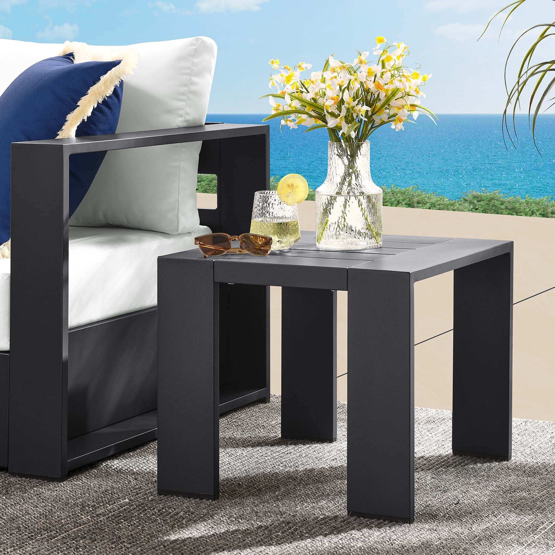 Tahoe Outdoor Patio Powder-Coated Aluminum End Table by Modway - Best Buy Furniture