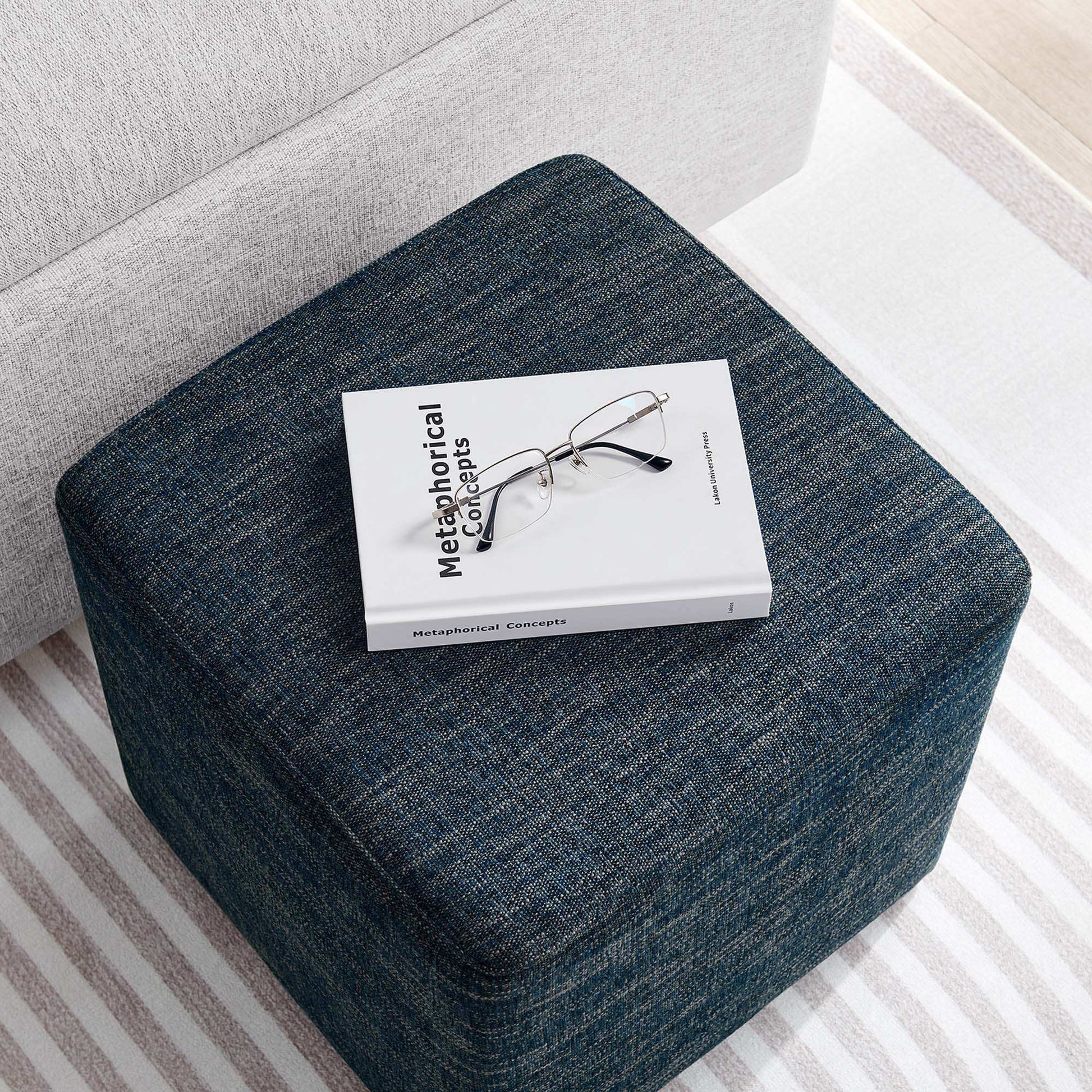 Callum 17" Square Woven Heathered Fabric Upholstered Ottoman by Modway - Best Buy Furniture