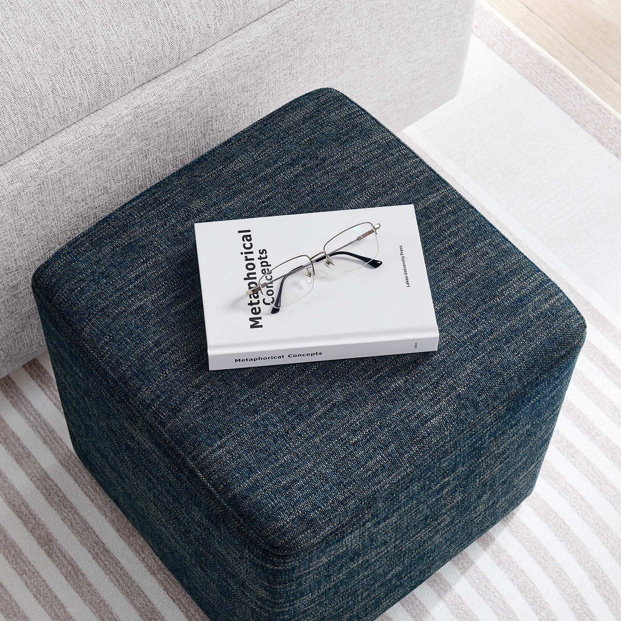 Callum 17" Square Woven Heathered Fabric Upholstered Ottoman by Modway - Best Buy Furniture