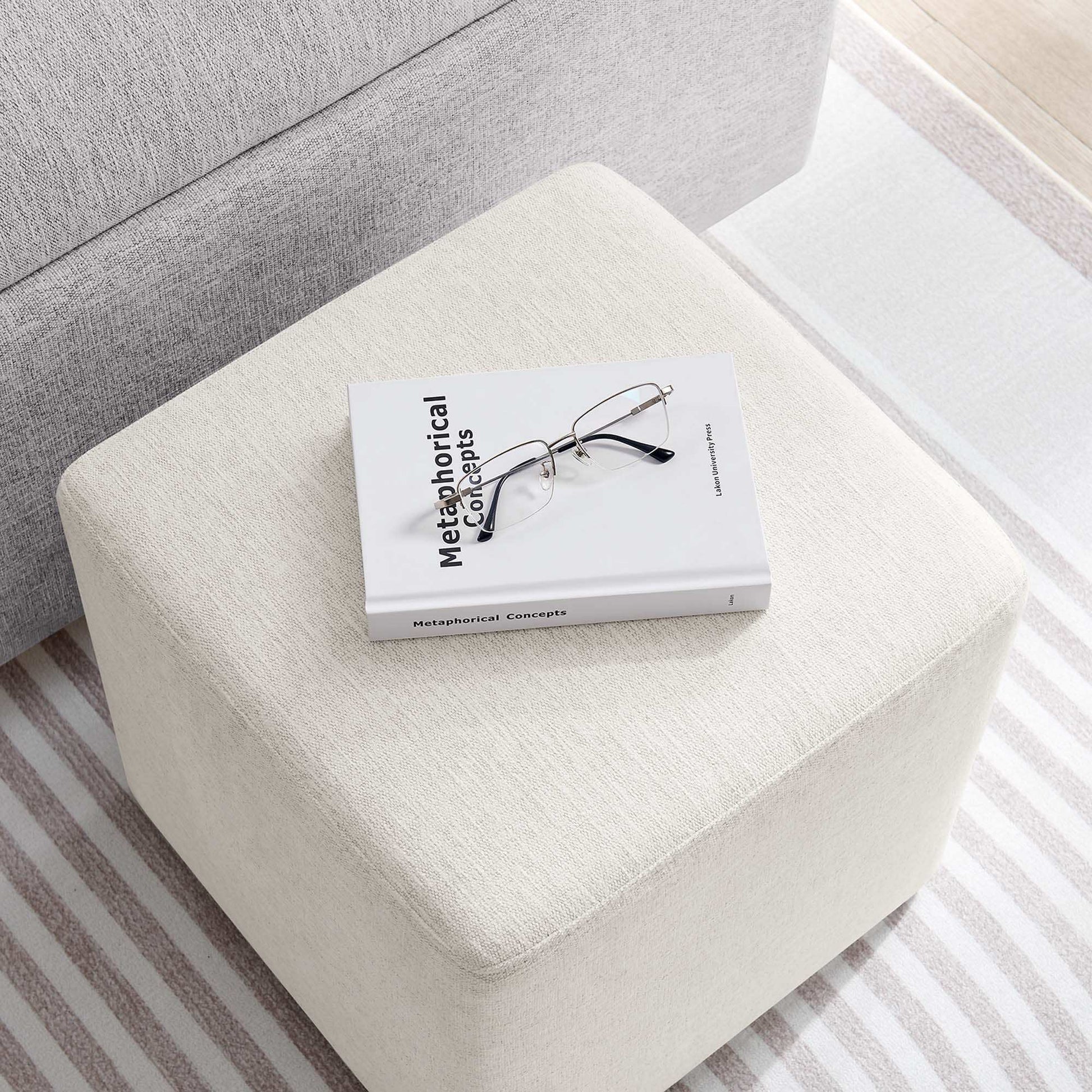 Callum 17" Square Woven Heathered Fabric Upholstered Ottoman by Modway - Best Buy Furniture