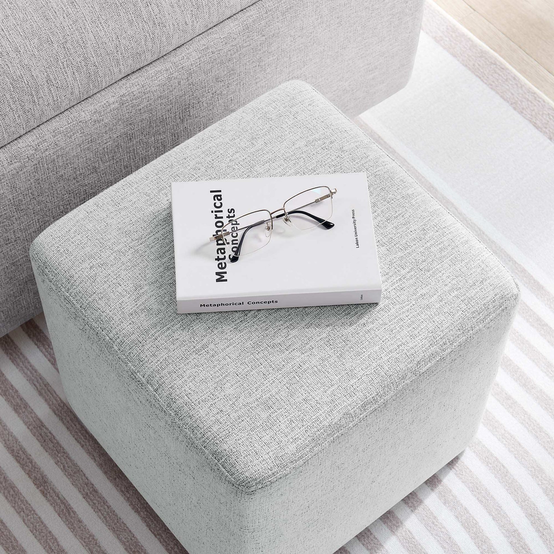 Callum 17" Square Woven Heathered Fabric Upholstered Ottoman by Modway - Best Buy Furniture