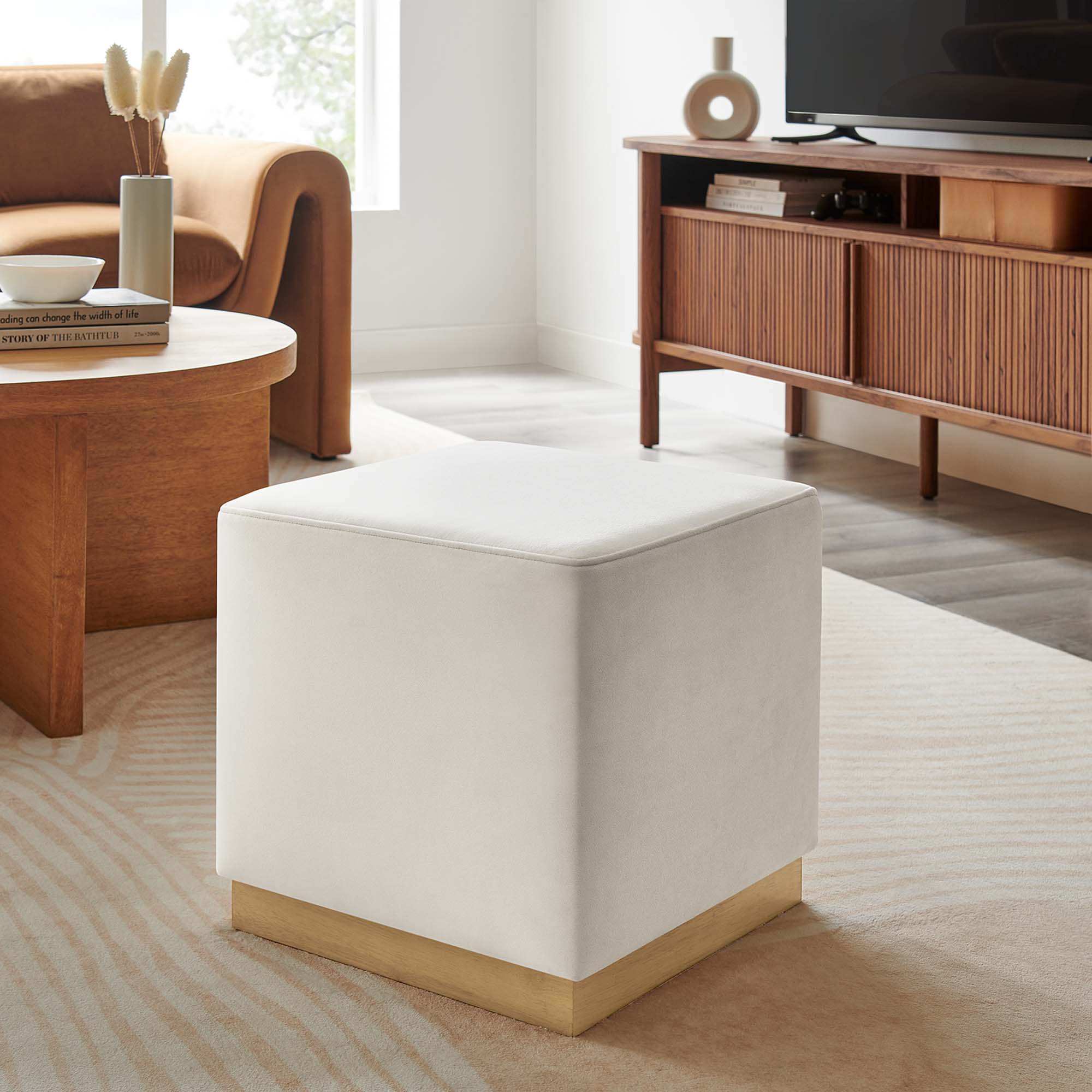 Tilden 17" Square Performance Velvet Upholstered Ottoman by Modway - Best Buy Furniture