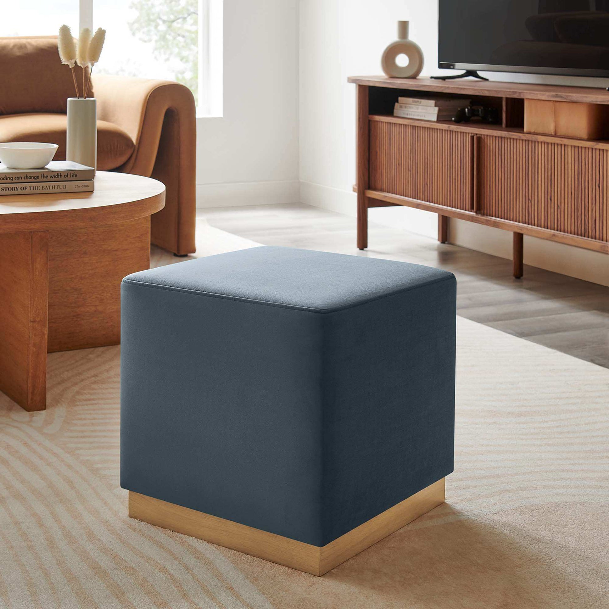 Tilden 17" Square Performance Velvet Upholstered Ottoman by Modway - Best Buy Furniture