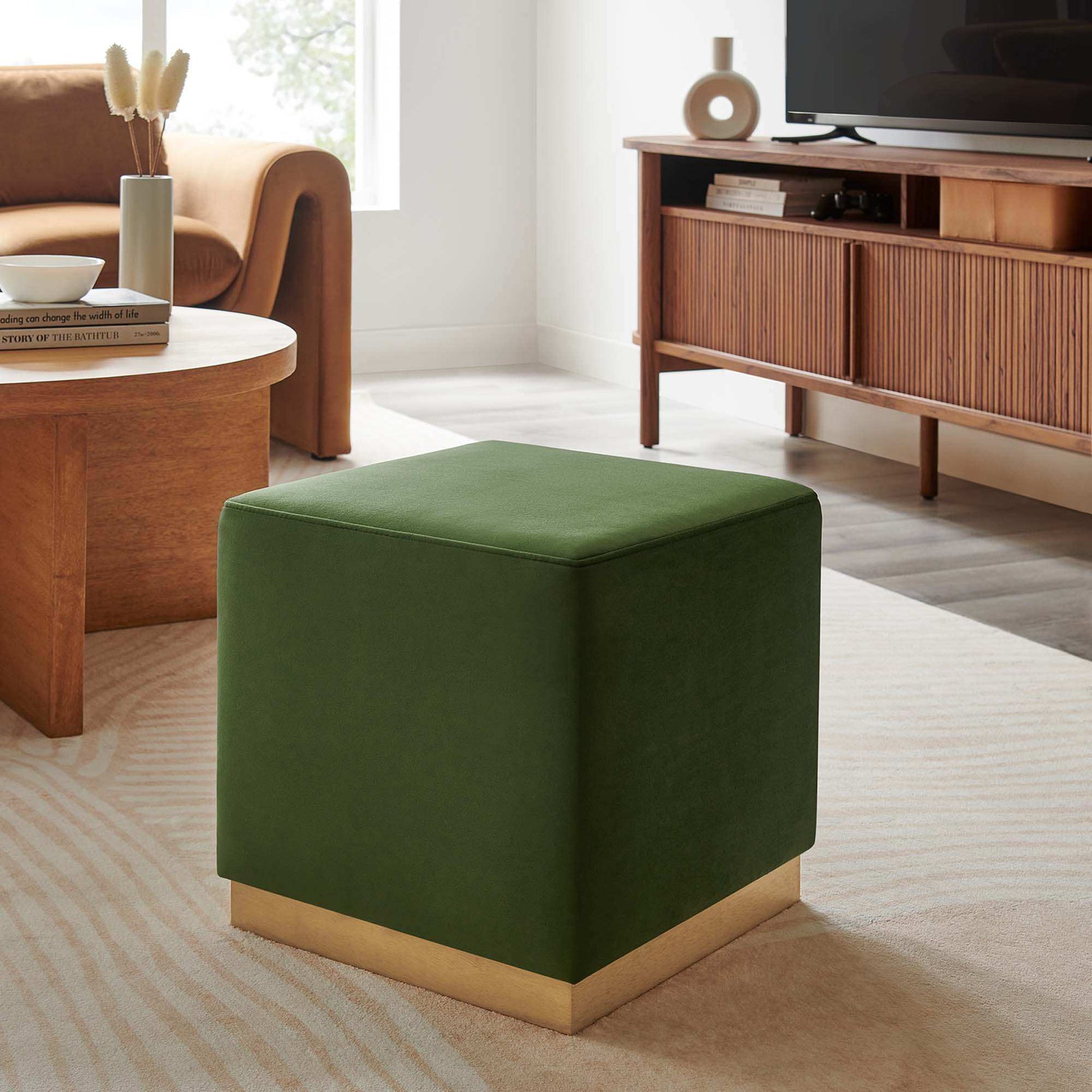 Tilden 17" Square Performance Velvet Upholstered Ottoman by Modway - Best Buy Furniture