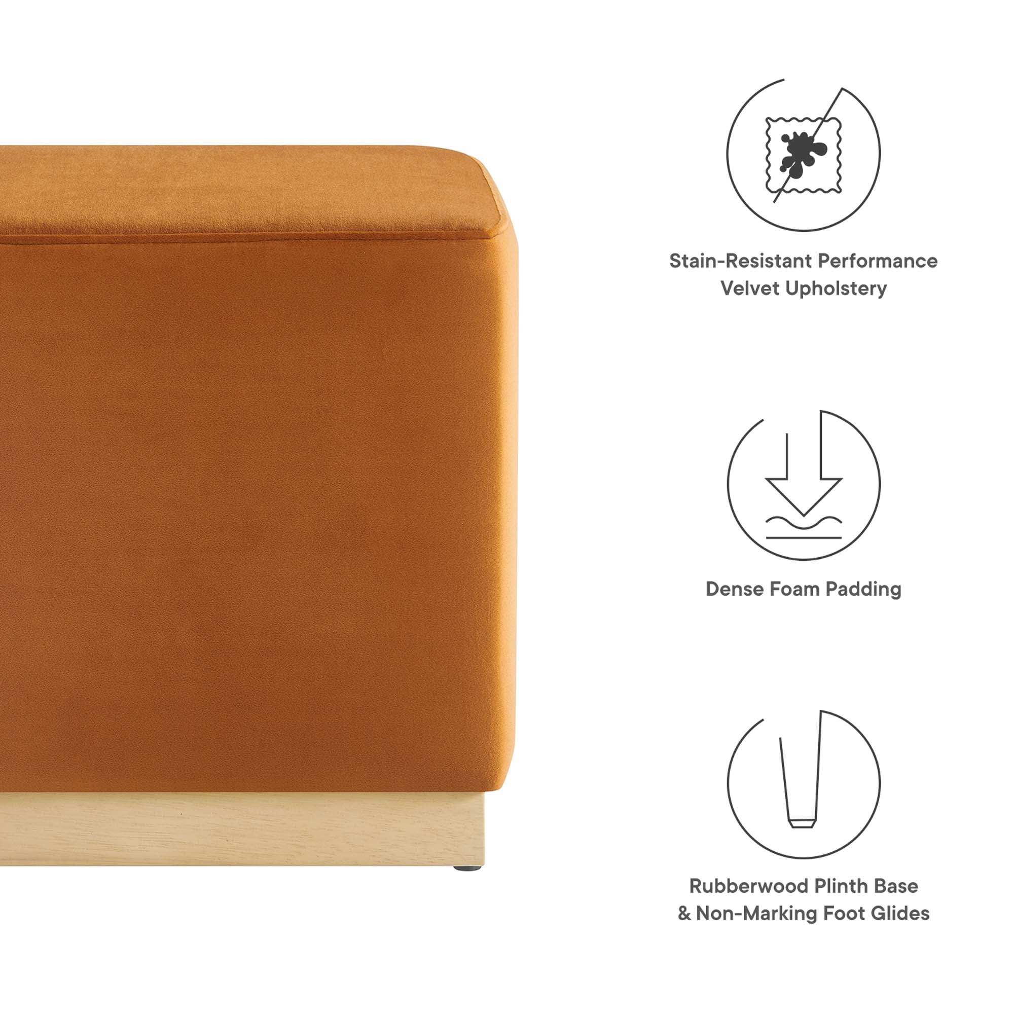 Tilden 17" Square Performance Velvet Upholstered Ottoman by Modway - Best Buy Furniture
