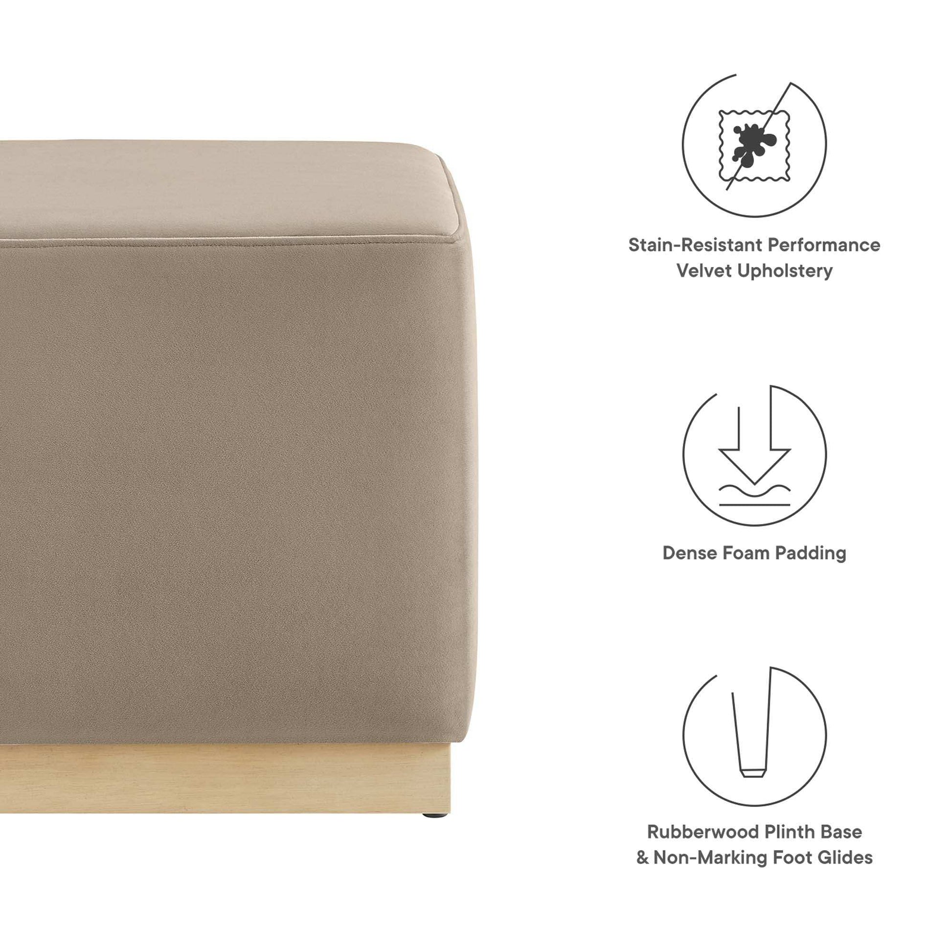 Tilden 17" Square Performance Velvet Upholstered Ottoman by Modway - Best Buy Furniture