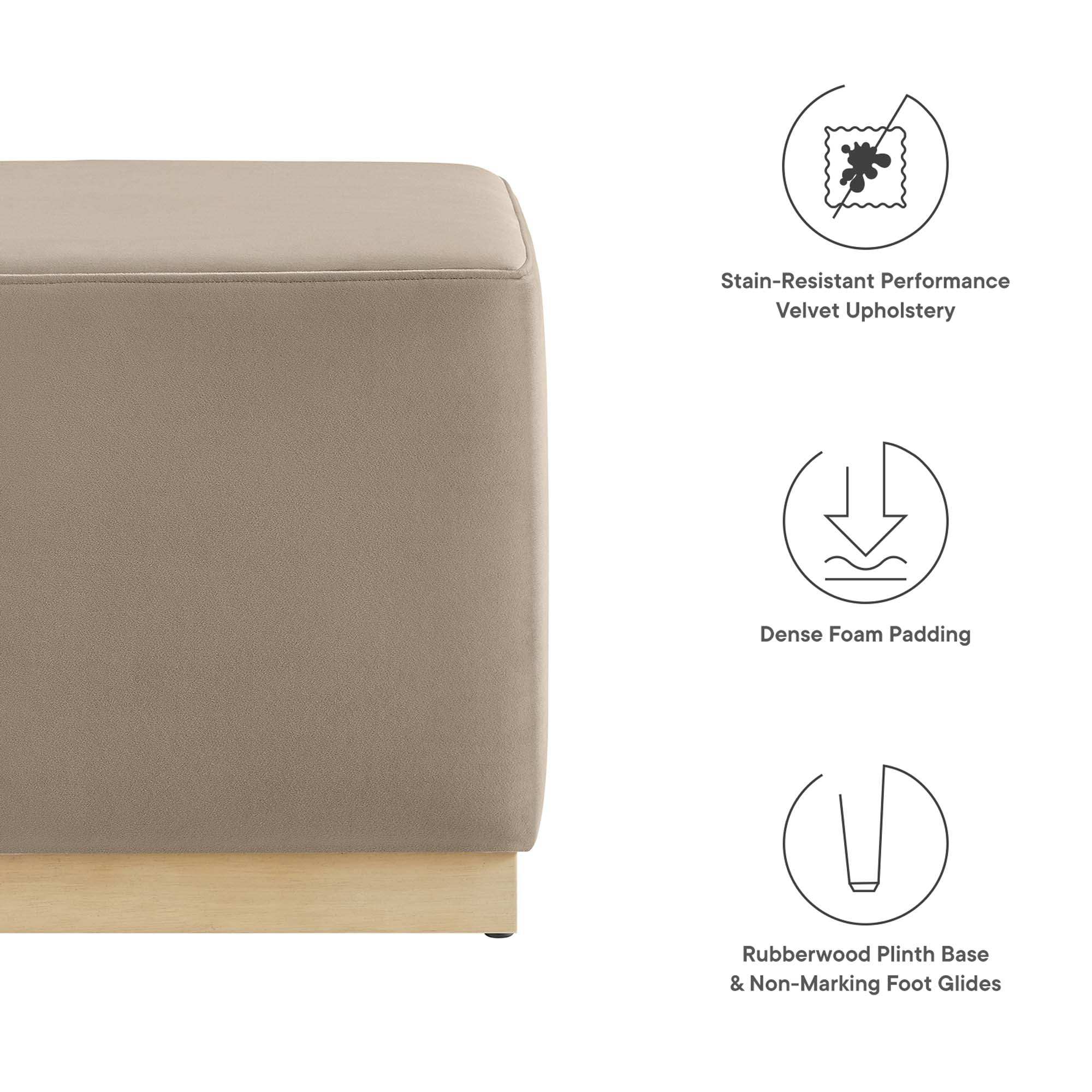 Tilden 17" Square Performance Velvet Upholstered Ottoman by Modway - Best Buy Furniture