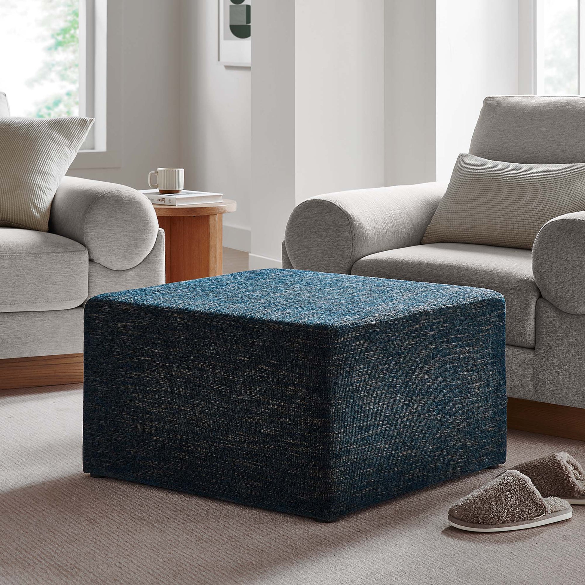 Callum Large 28" Square Woven Heathered Fabric Upholstered Ottoman by Modway - Best Buy Furniture