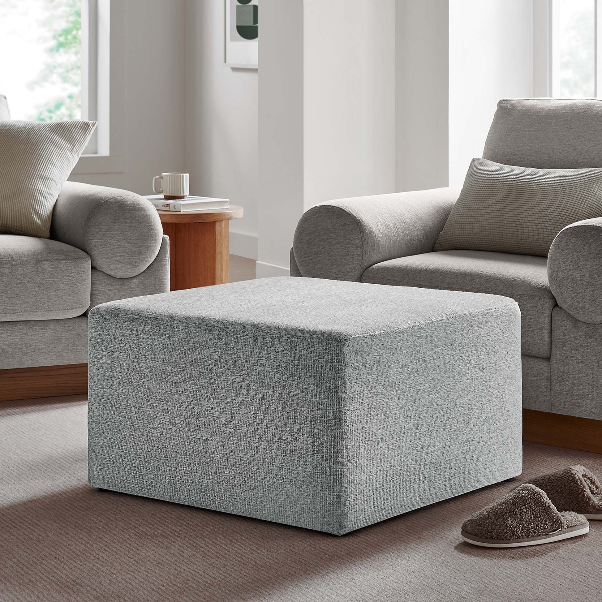 Callum Large 28" Square Woven Heathered Fabric Upholstered Ottoman by Modway - Best Buy Furniture