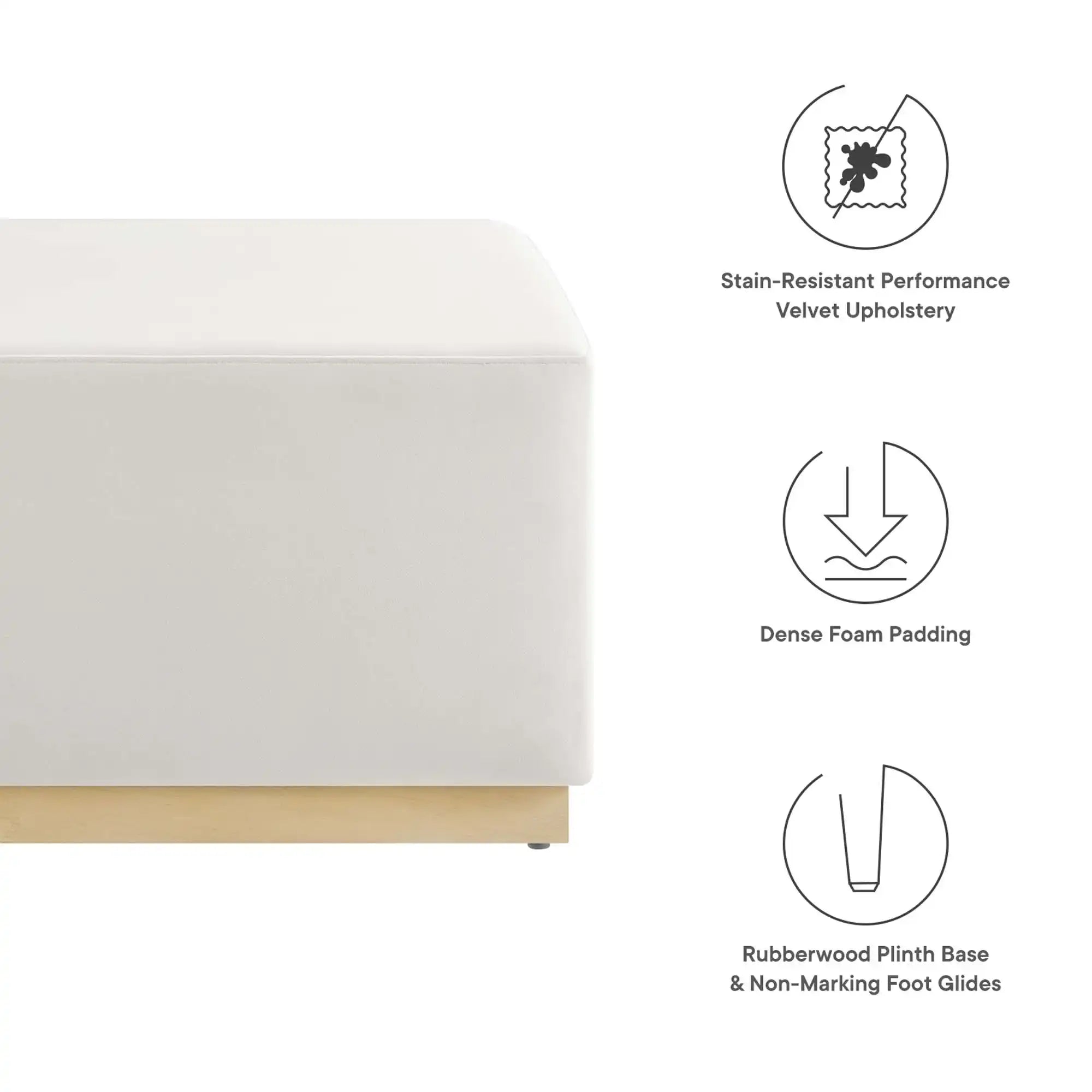 Tilden Large 28" Square Performance Velvet Upholstered Ottoman by Modway - Best Buy Furniture