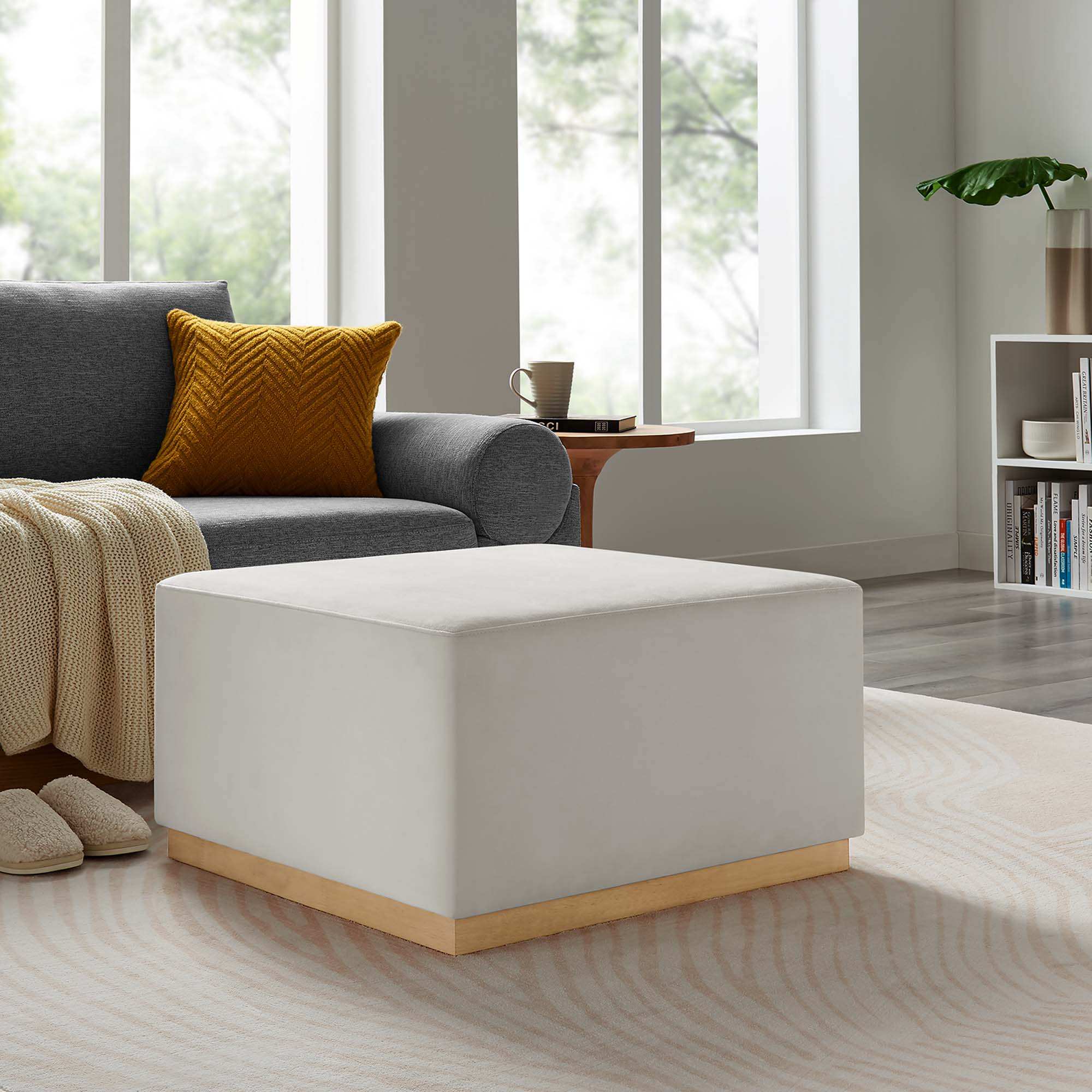 Tilden Large 28" Square Performance Velvet Upholstered Ottoman by Modway - Best Buy Furniture